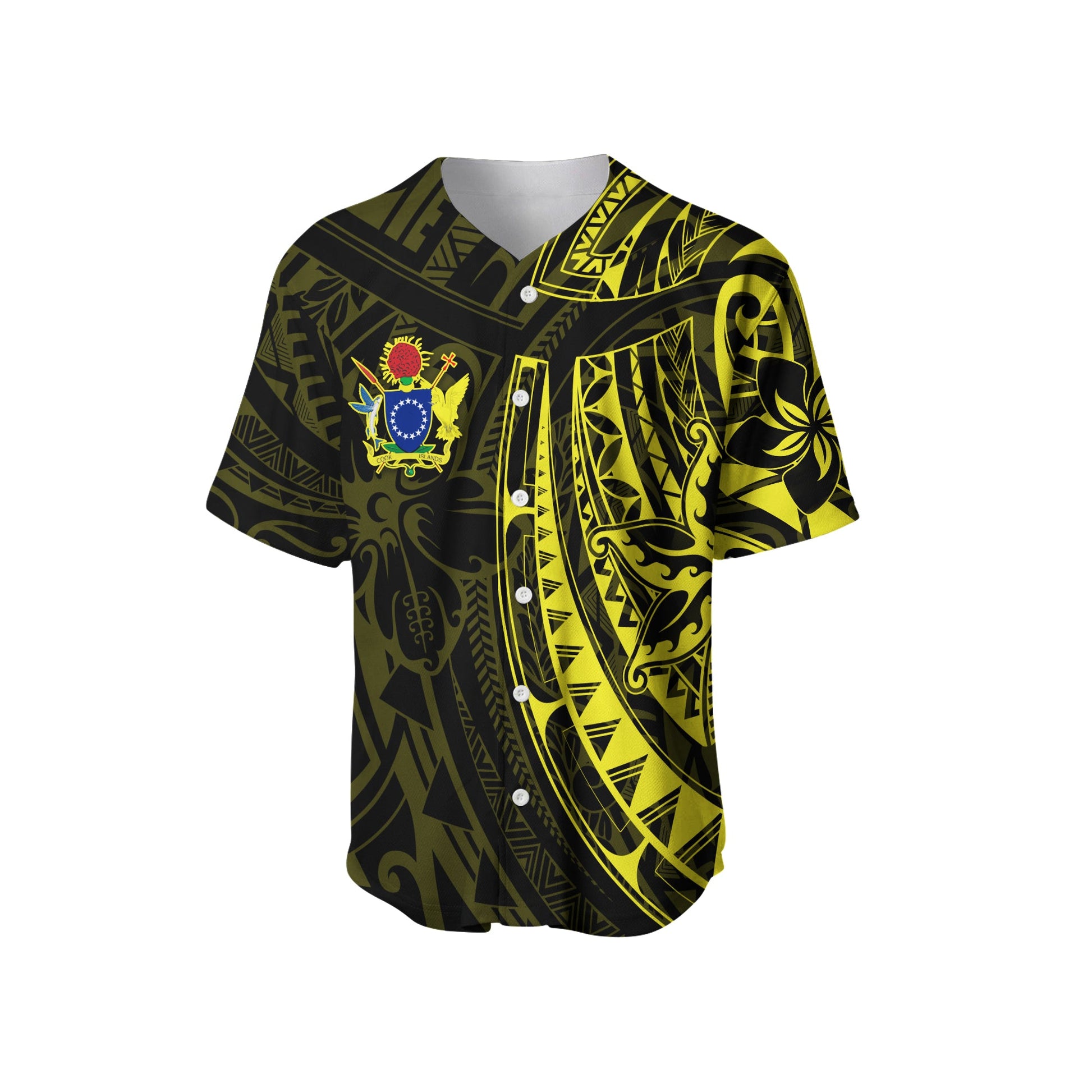 Cook Islands Baseball Jersey Polynesian Flowers