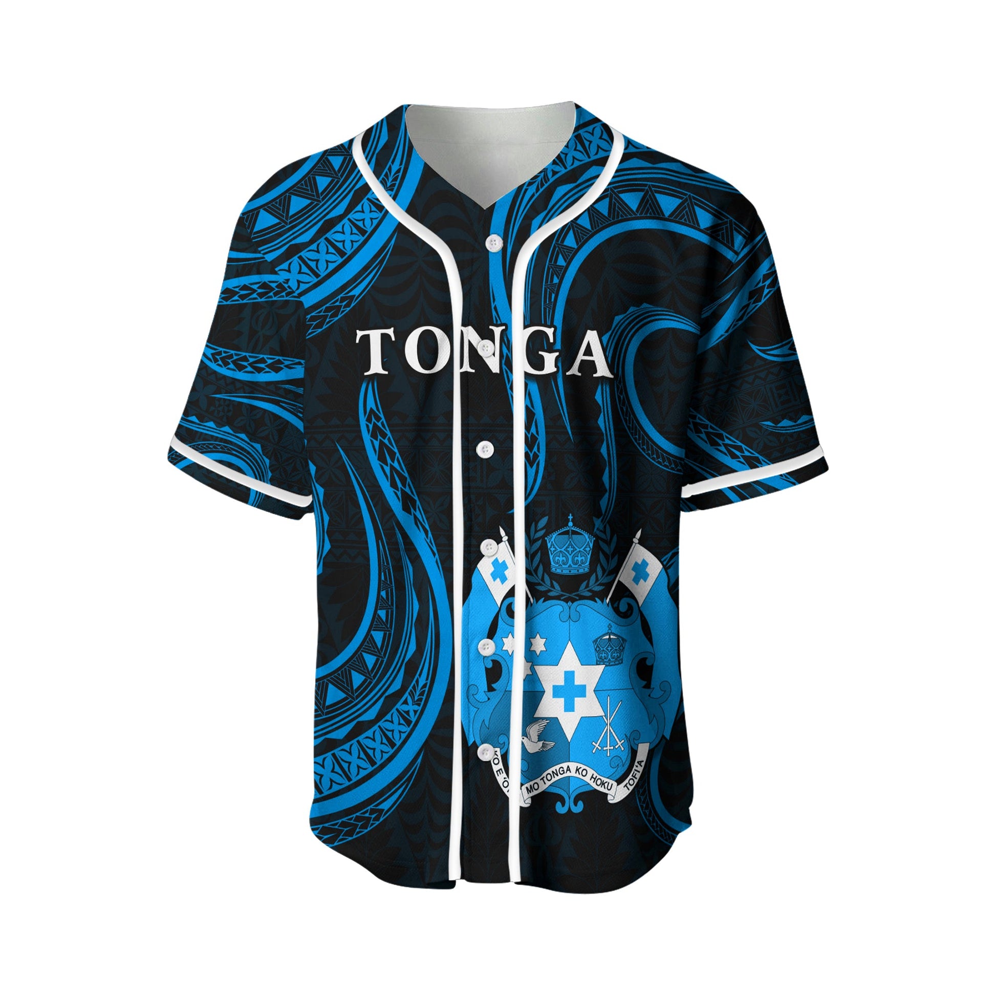 Tonga Pattern Baseball Jersey Always Proud Version Blue