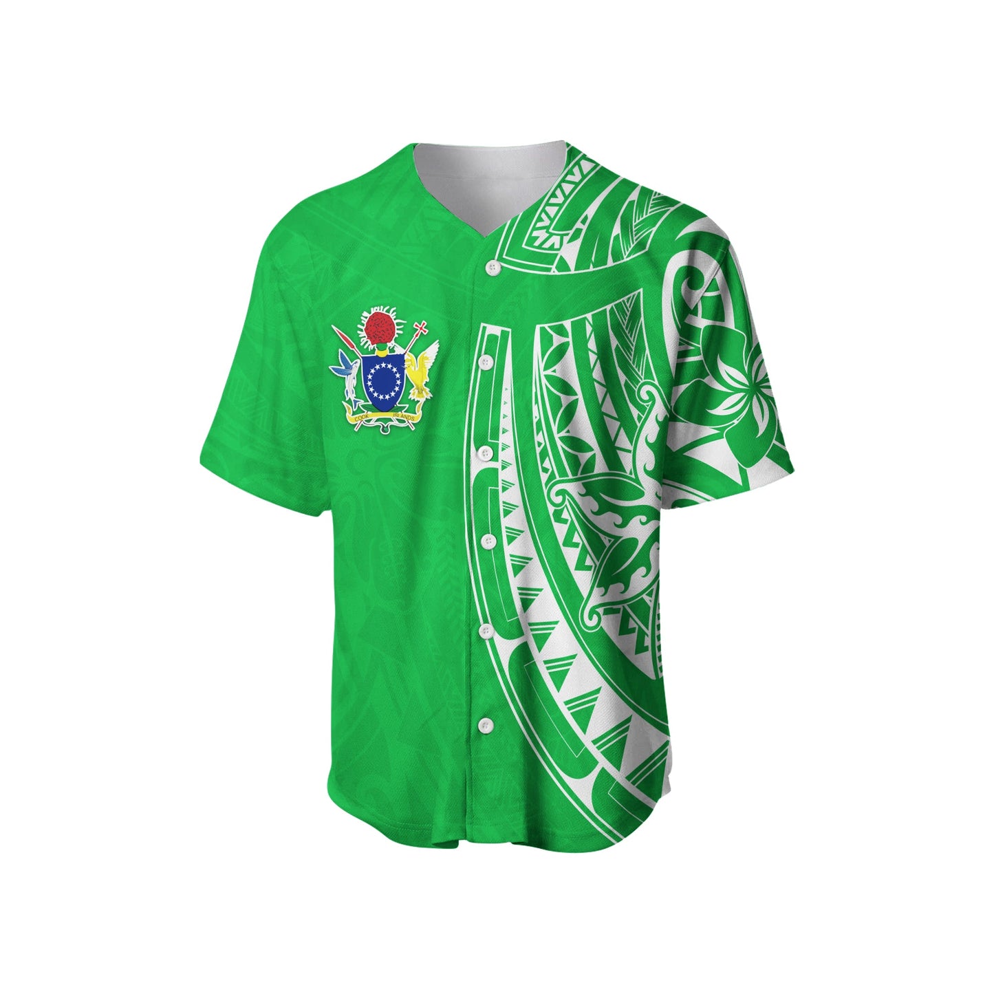 Cook Islands Baseball Jersey Polynesian Flowers Version White