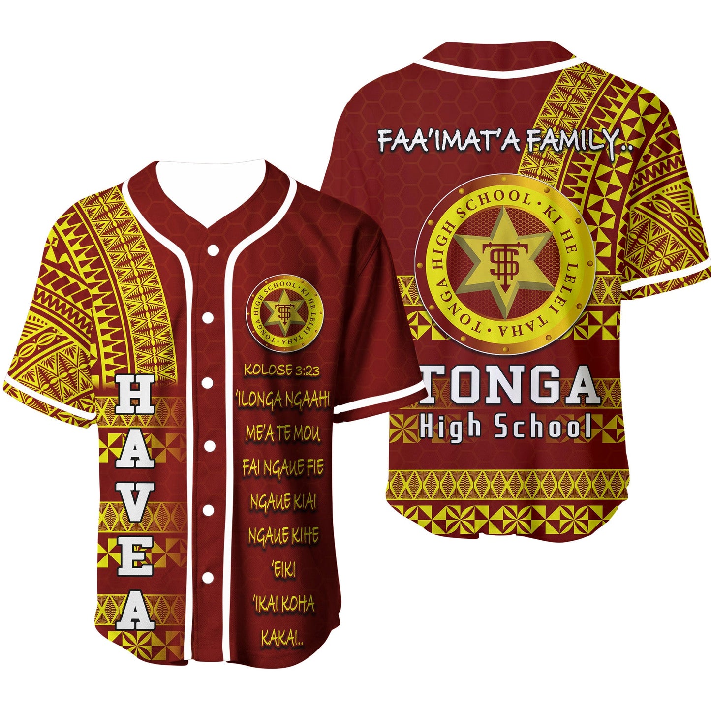 Tonga High School Baseball Jersey No.2 HAVE A