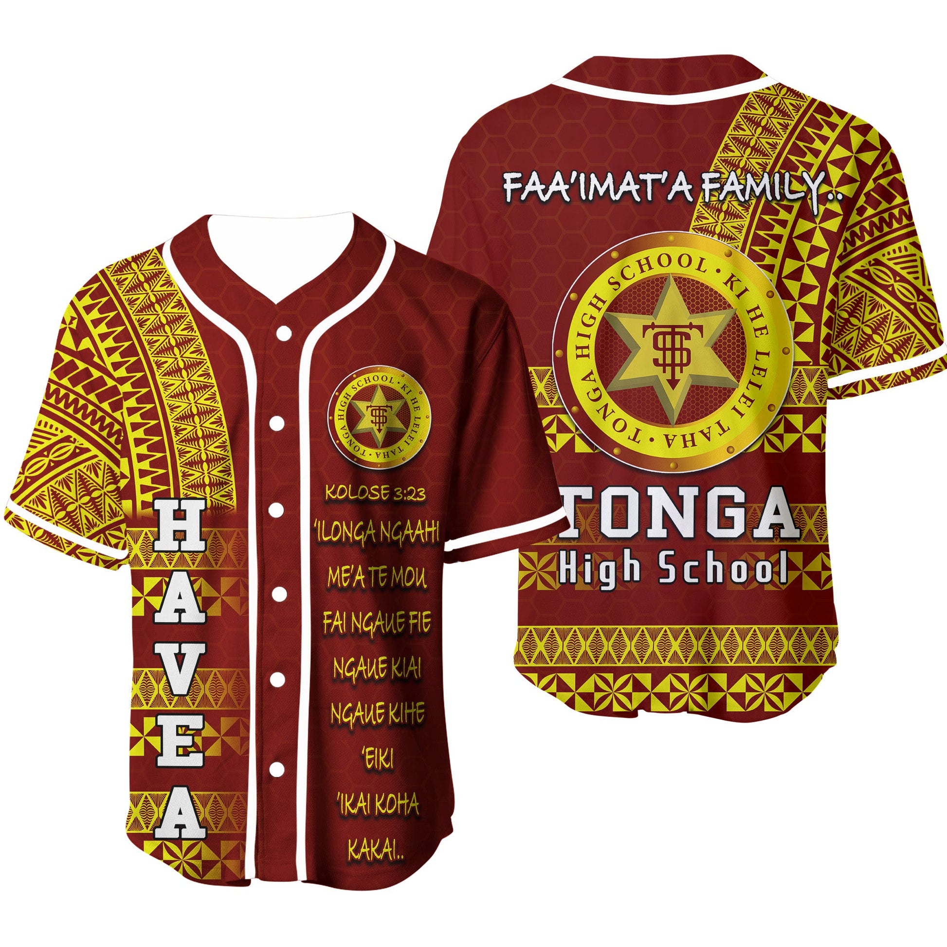 Tonga High School Baseball Jersey No.2 HAVE A