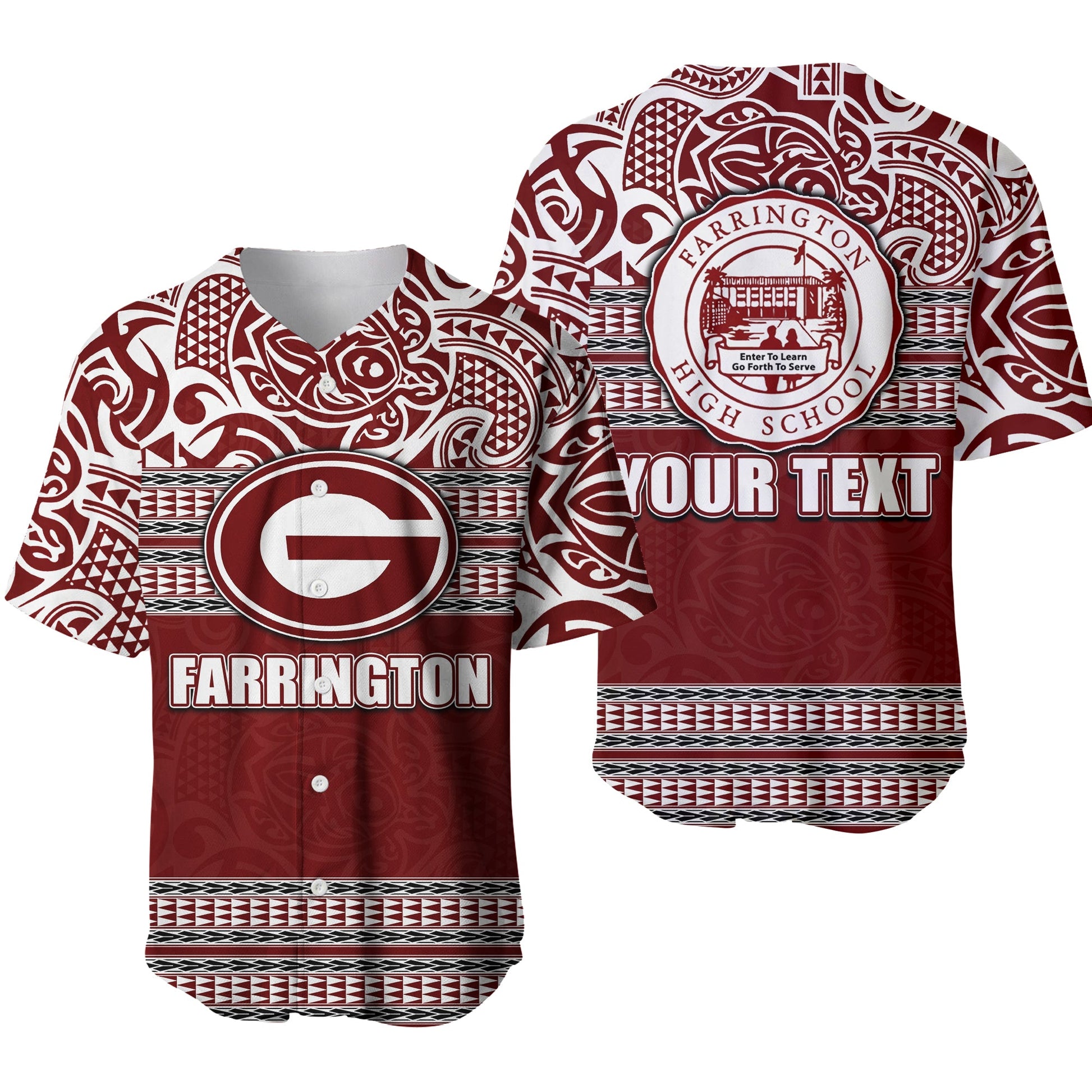 (Custom Personalised)Hawaii Farrington High School Baseball jersey No.1