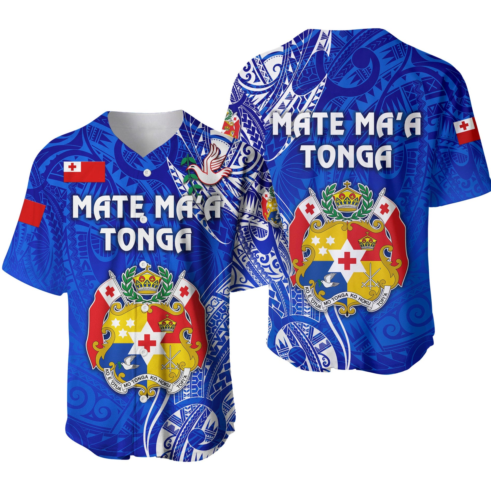 Tonga Coat Of Arms Baseball Jersey Simple Vibes Blue