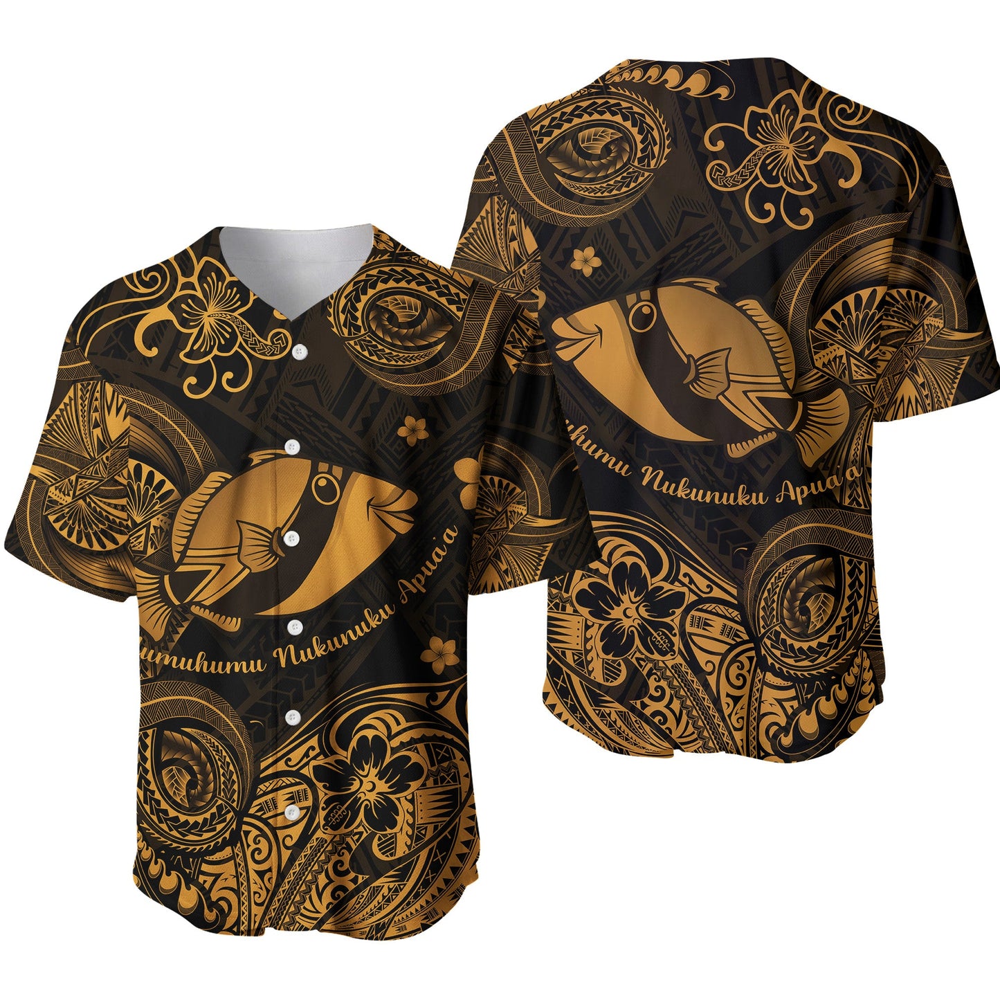 Hawaii State Fish: Humuhumu Nukunuku Apua'a Polynesian Baseball Jersey Unique Style Gold