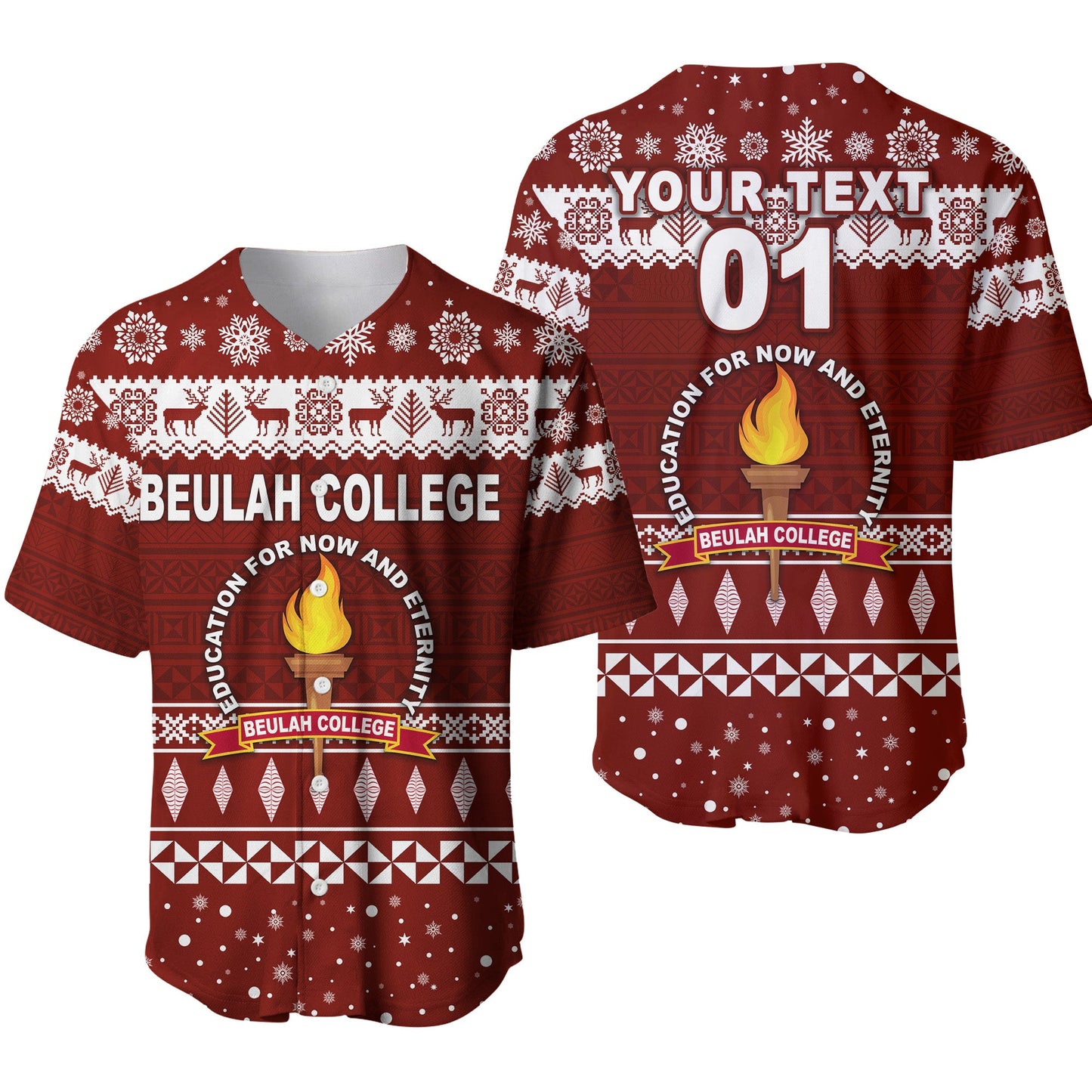 (Custom Personalised) Tonga Beulah College Christmas Baseball Jersey Simple Style