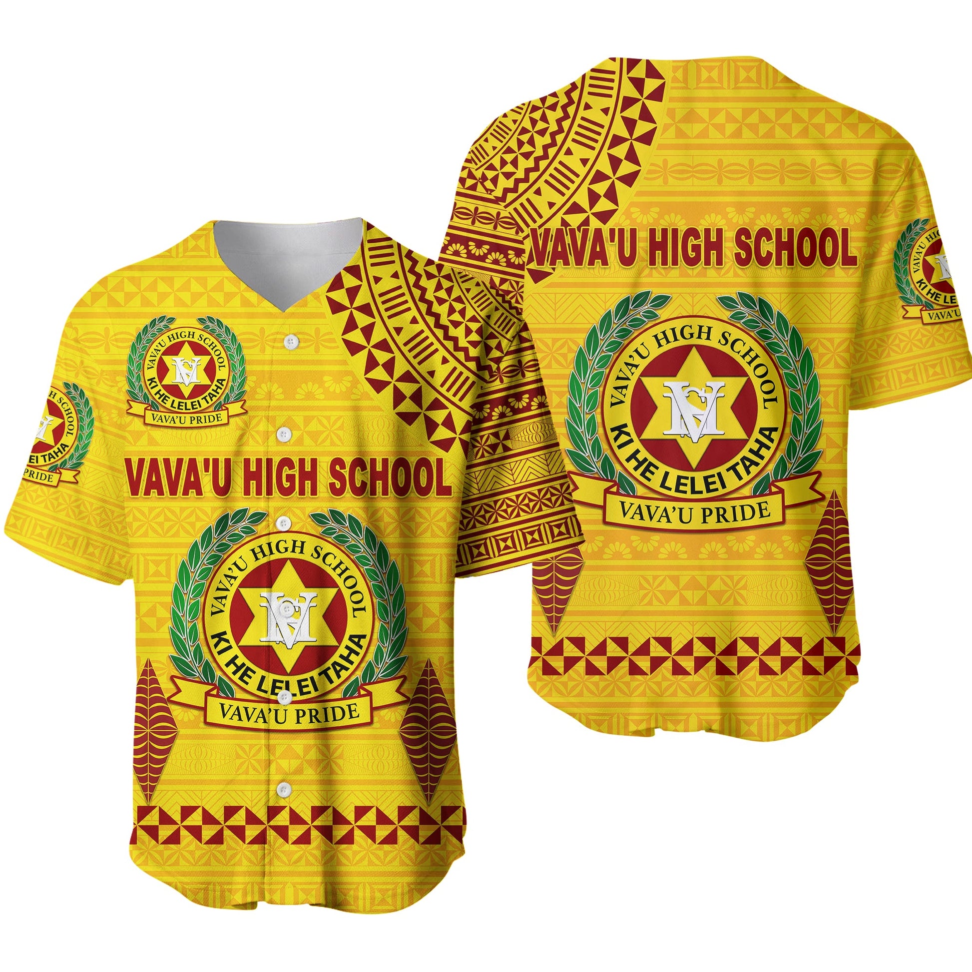 Tonga Vava'u High School Baseball Jersey Simple Style Yellow