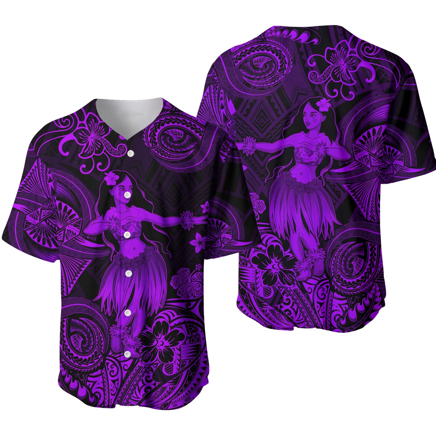 Hawaii Hula Girl Polynesian Baseball Jersey Unique Style Purple