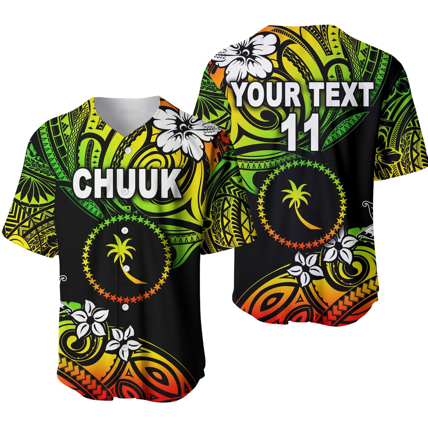 (Custom Personalised) FSM Chuuk Baseball Jersey Unique Vibes Reggae