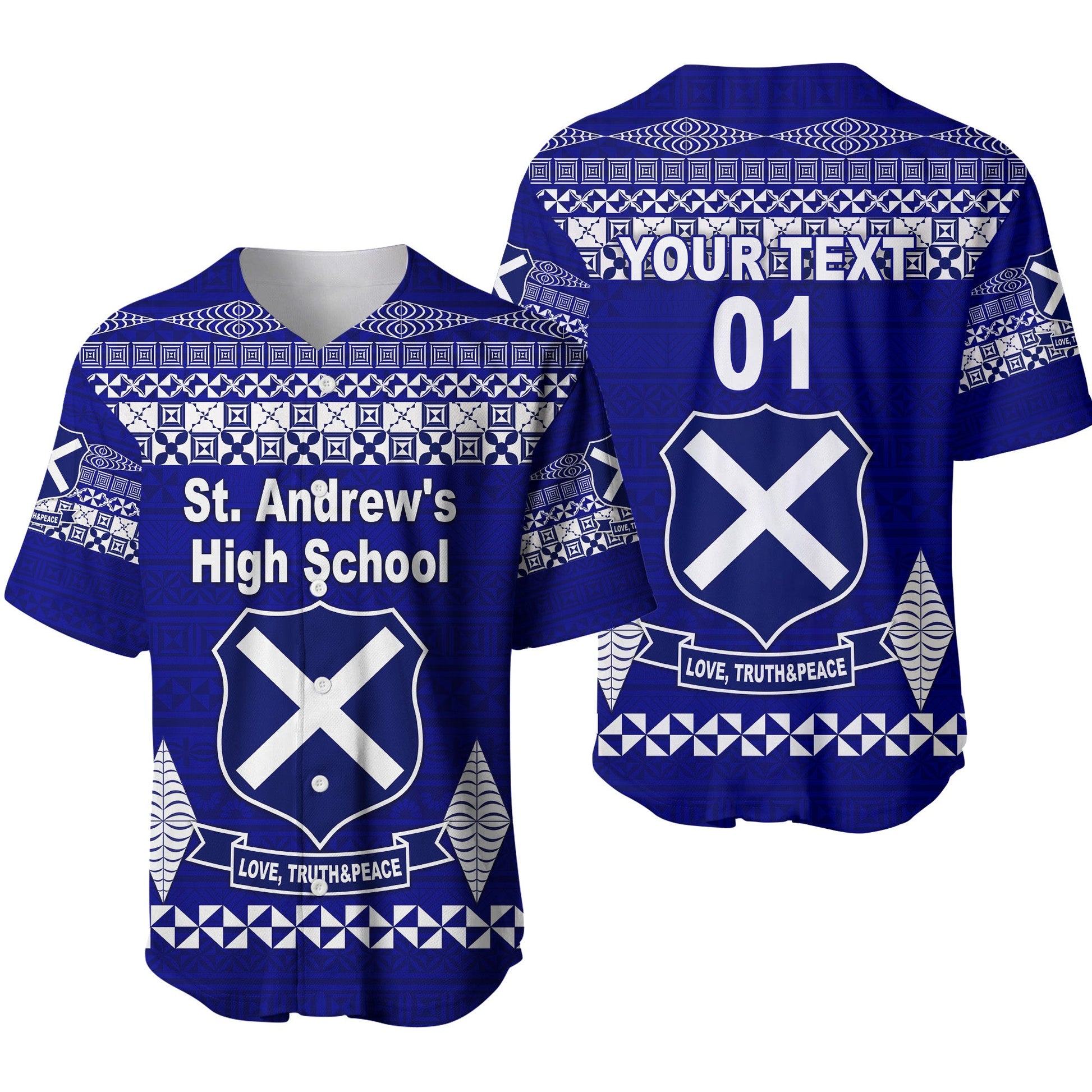 (Custom Personalised) St. Andrew's High School Baseball Jersey Simple Tongan Kupesi