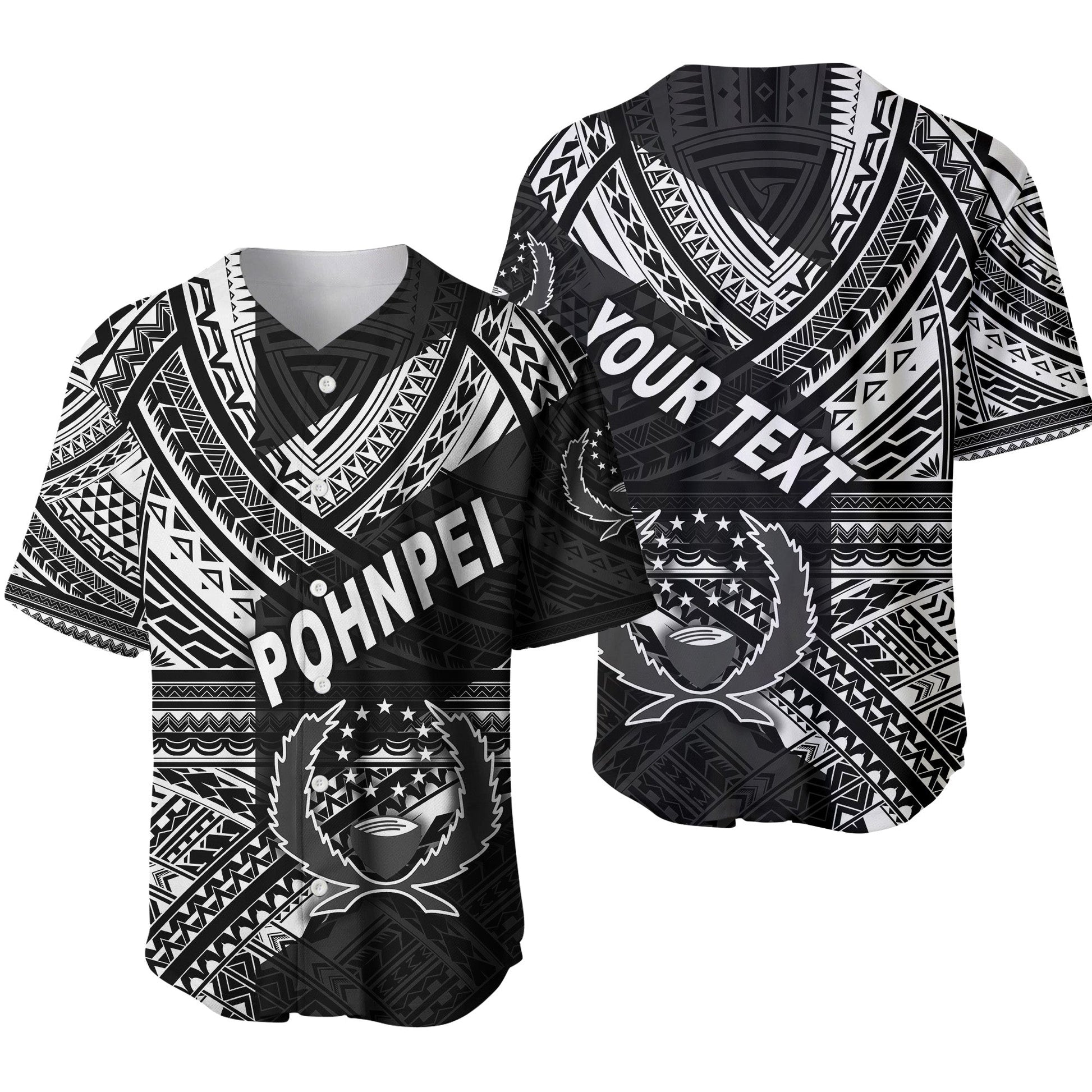 (Custom Personalised) FSM Pohnpei Baseball Jersey Original Style Black