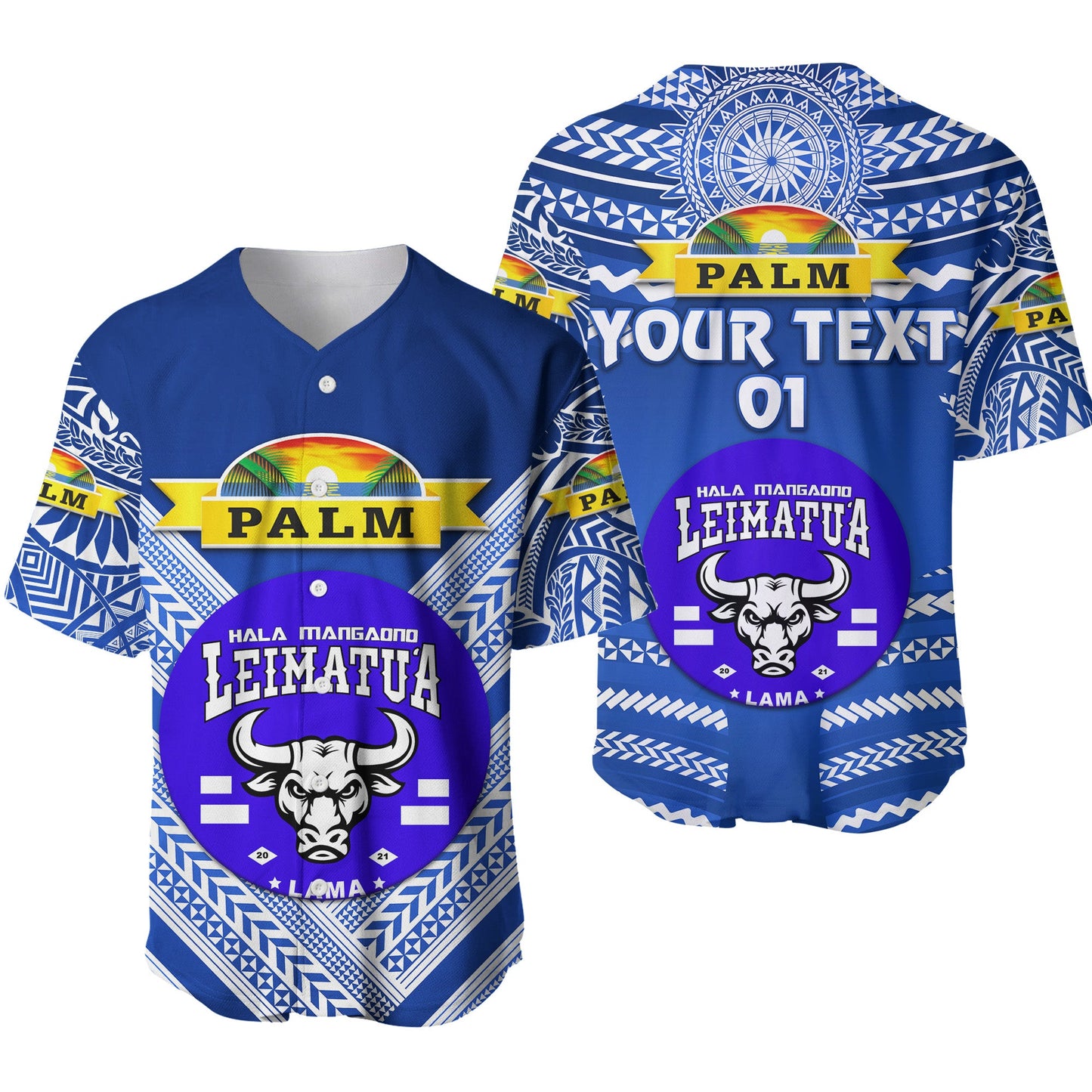 (Custom Personalised) Mate Ma'a Tonga Baseball Jersey Leimatu'a Bulls Creative Style Blue NO.1, Custom Text And Number