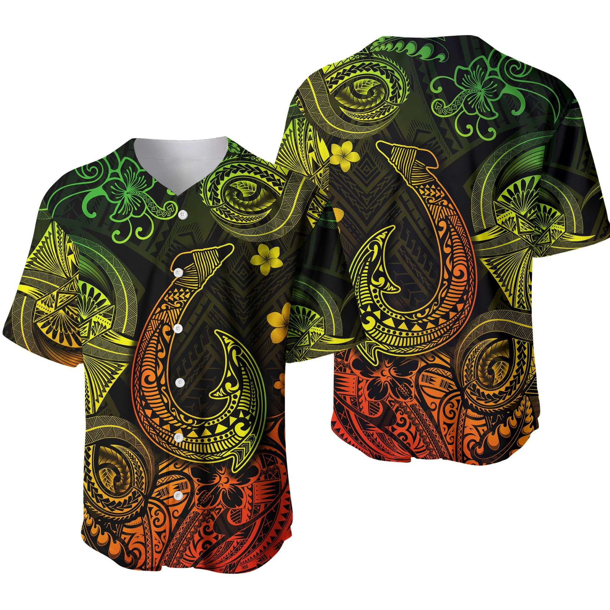 Hawaii Fish Hook Polynesian Baseball Jersey Unique Style Reggae