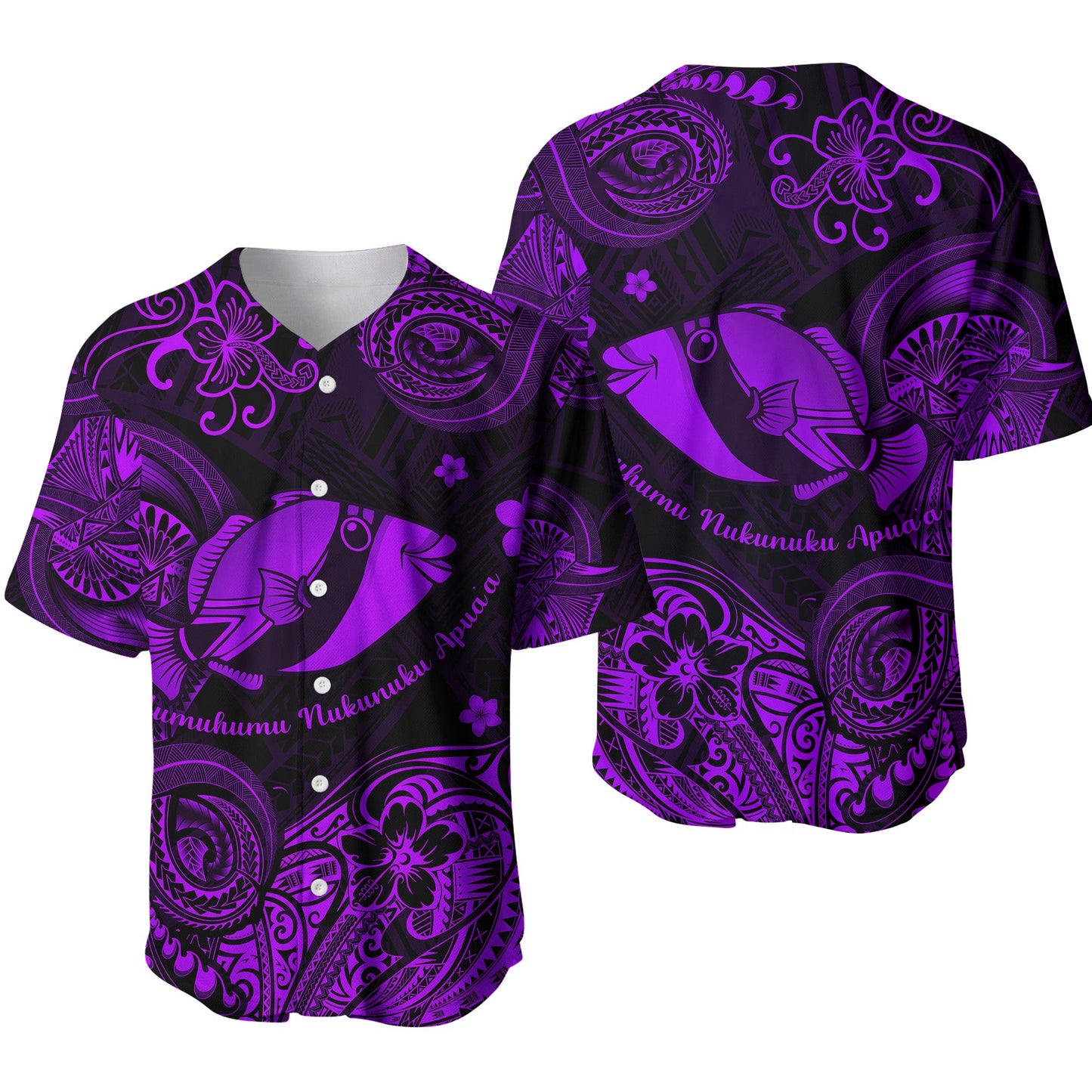 Hawaii State Fish: Humuhumu Nukunuku Apua'a Polynesian Baseball Jersey Unique Style Purple