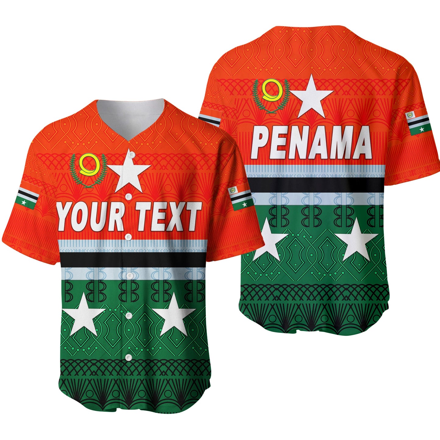 (Custom Personalised) Penama Province Baseball Jersey Vanuatu Pattern Traditional Style