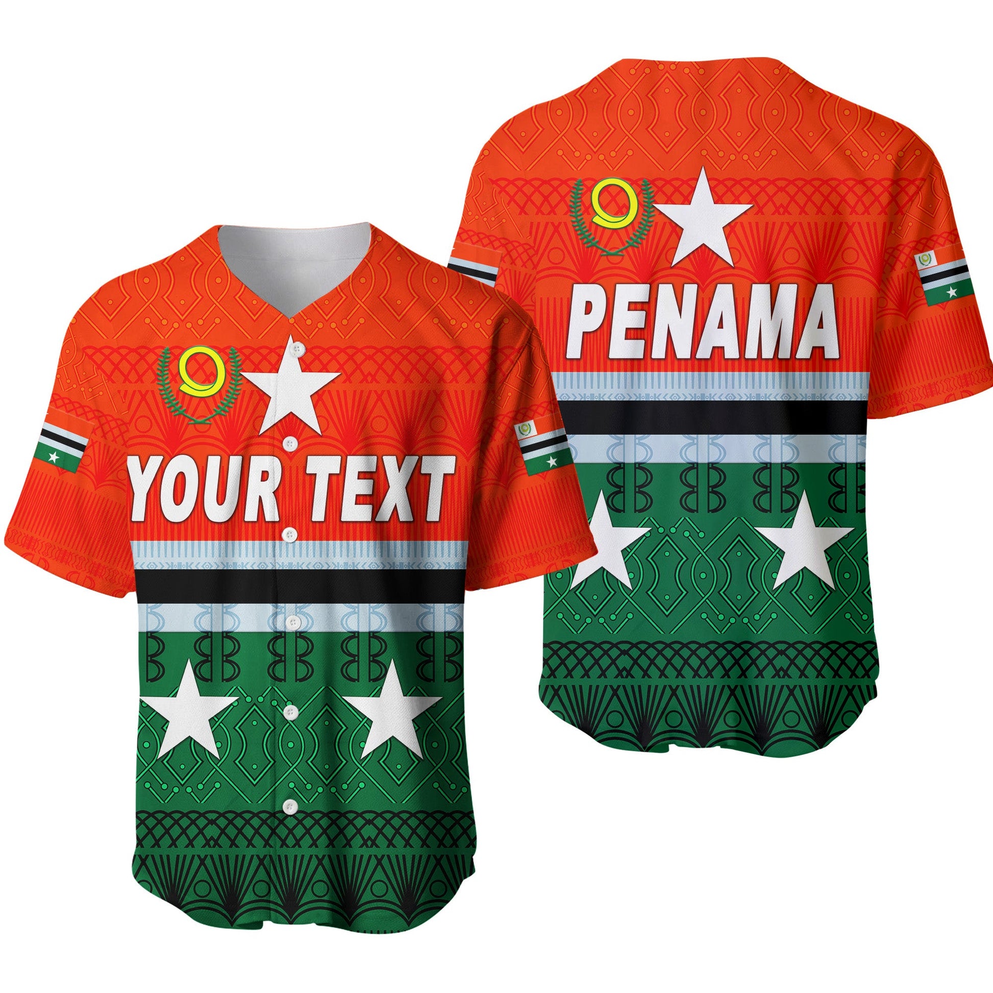 (Custom Personalised) Penama Province Baseball Jersey Vanuatu Pattern Traditional Style