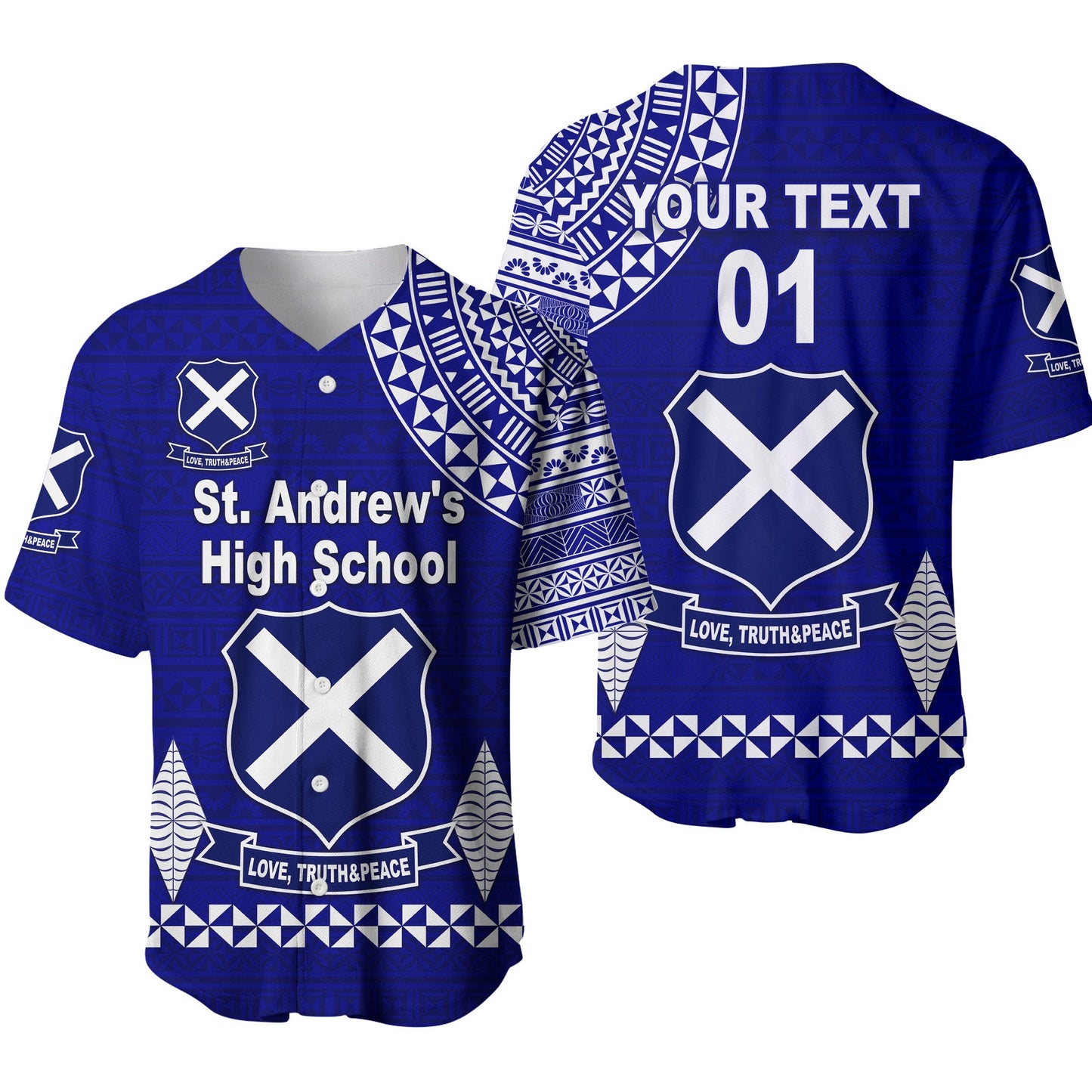 (Custom Personalised) St. Andrew's High School Baseball Jersey Simple Style