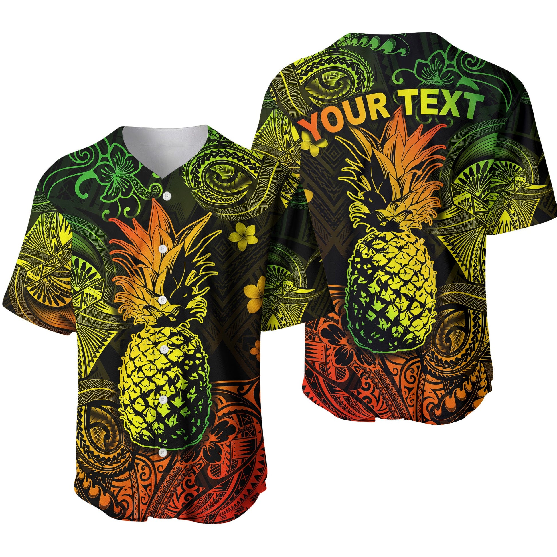 (Custom Personalised) Hawaii Pineapple Polynesian Baseball Jersey Unique Style Reggae