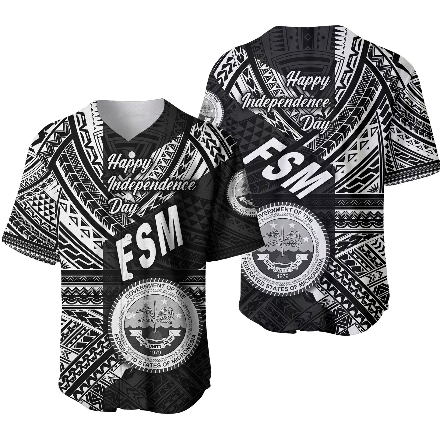 Federated States of Micronesia Baseball Jersey FSM Happy Independence Day Original Vibes Black