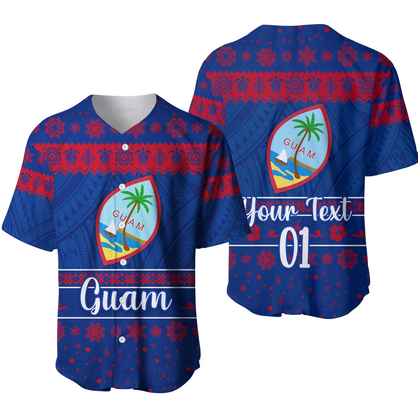 (Custom Personalised) Guam Christmas Baseball Jersey Simple Style