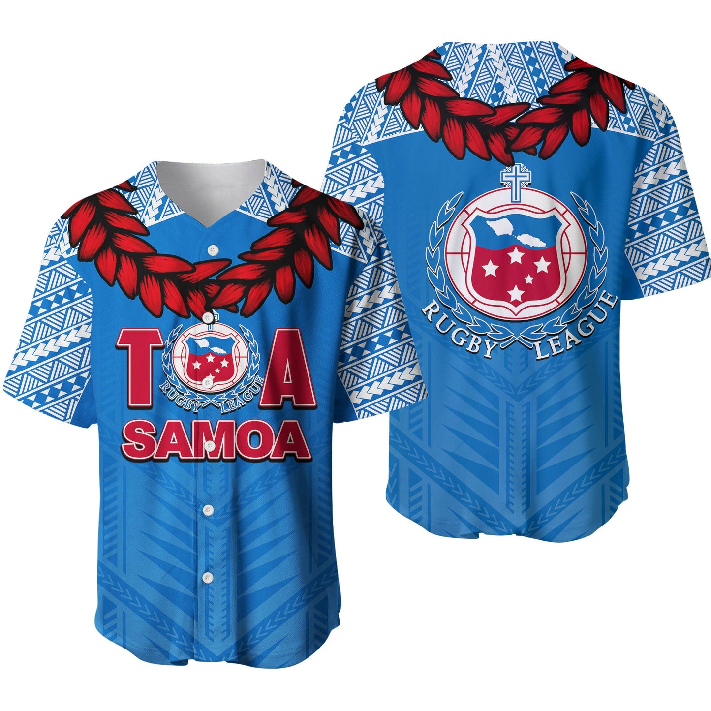 Toa Samoa Ula Fla Rugby Baseball Jersey Blue Sky Jersey 2022