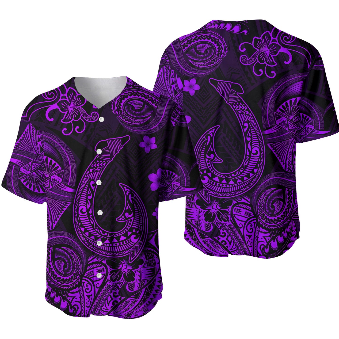 Hawaii Fish Hook Polynesian Baseball Jersey Unique Style Purple
