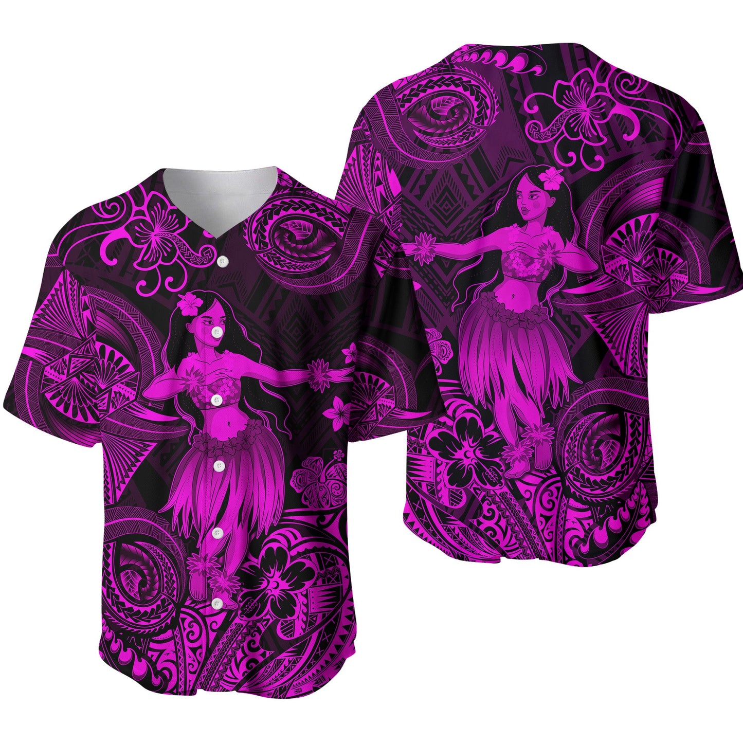 Hawaii Hula Girl Polynesian Baseball Jersey Unique Style Pink