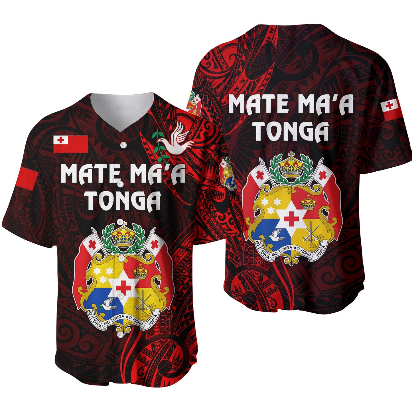 Tonga Coat Of Arms Baseball Jersey Simple Vibes Red