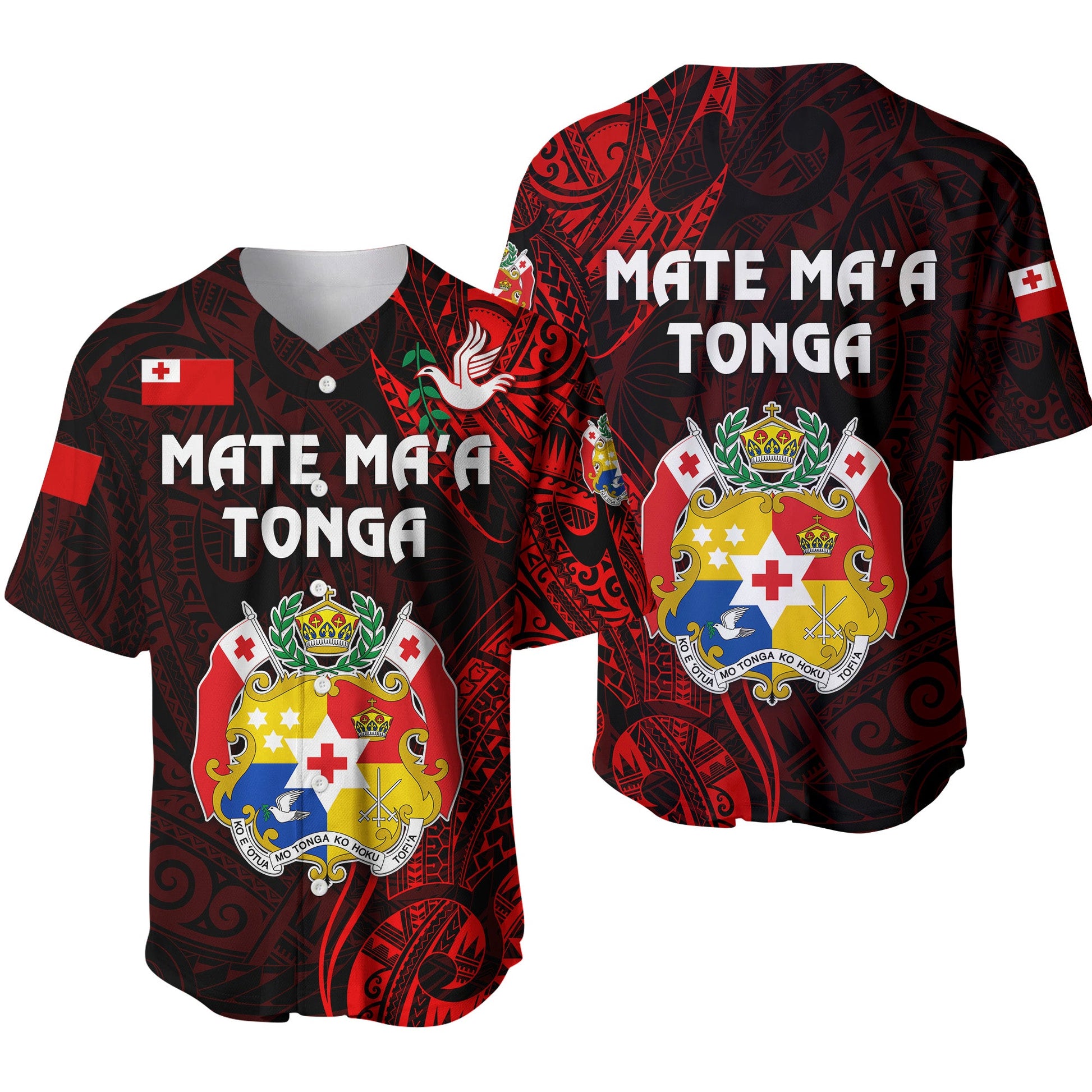 Tonga Coat Of Arms Baseball Jersey Simple Vibes Red