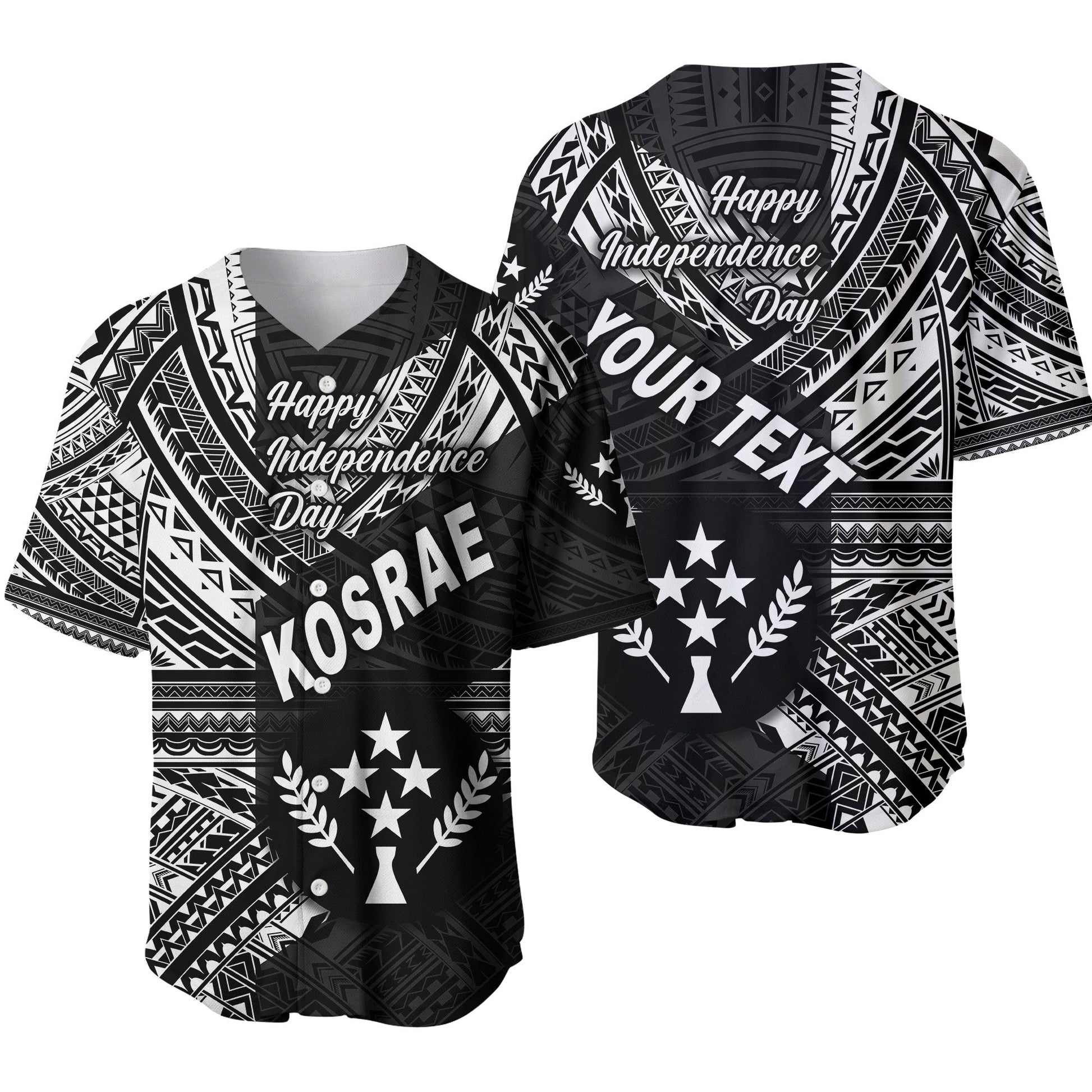 (Custom Personalised) FSM Kosrae Baseball Jersey Happy Independence Day Original Vibes Black