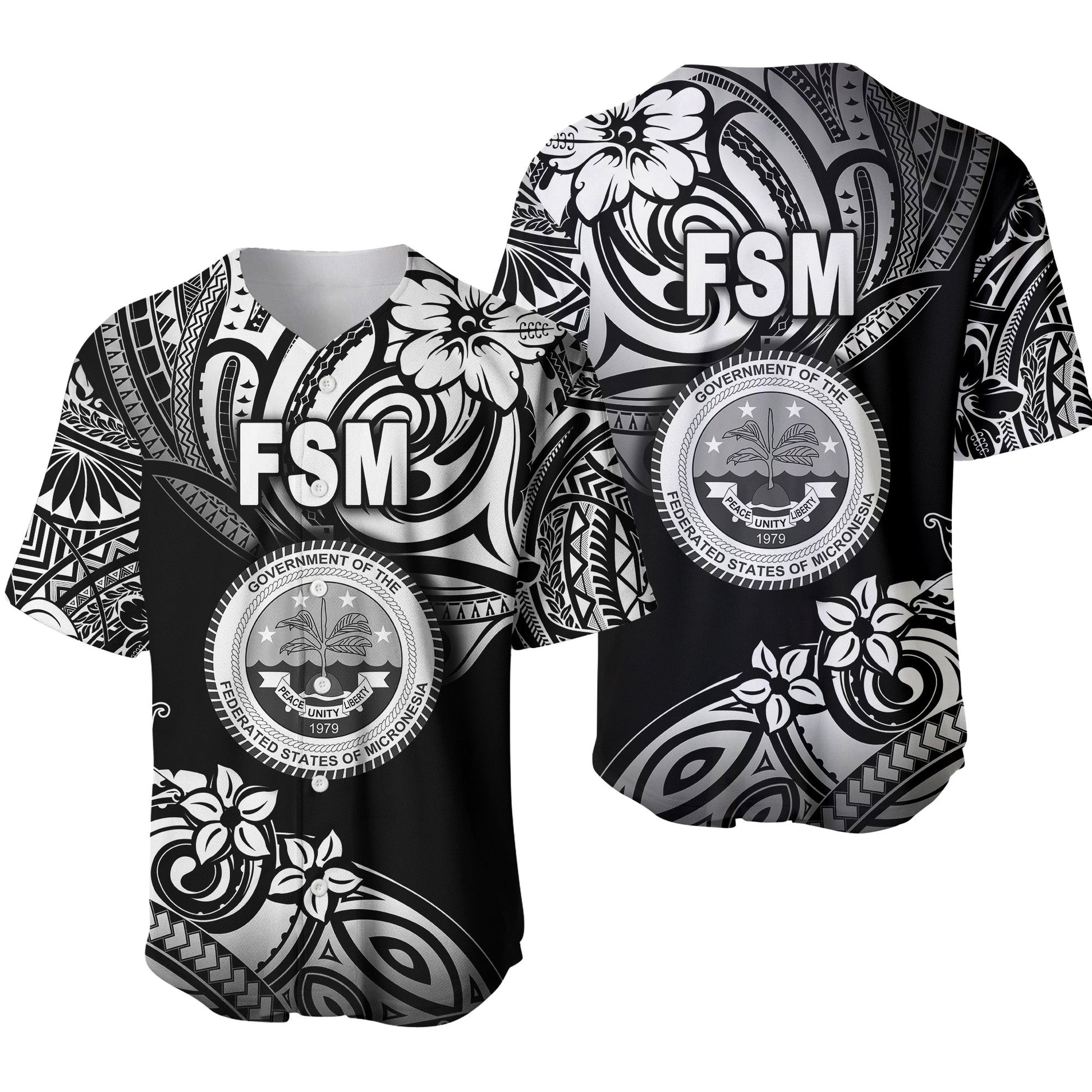 Federated States of Micronesia Baseball Jersey Unique Vibes Black