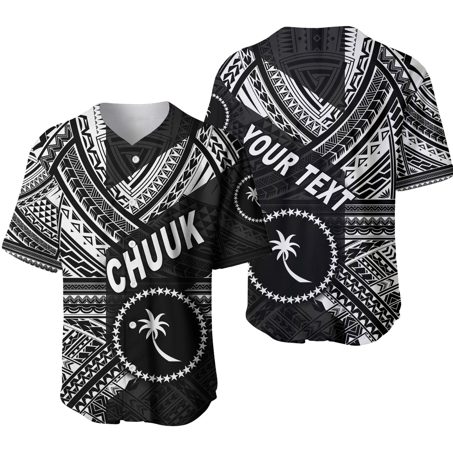 (Custom Personalised) FSM Chuuk Baseball Jersey Original Style Black