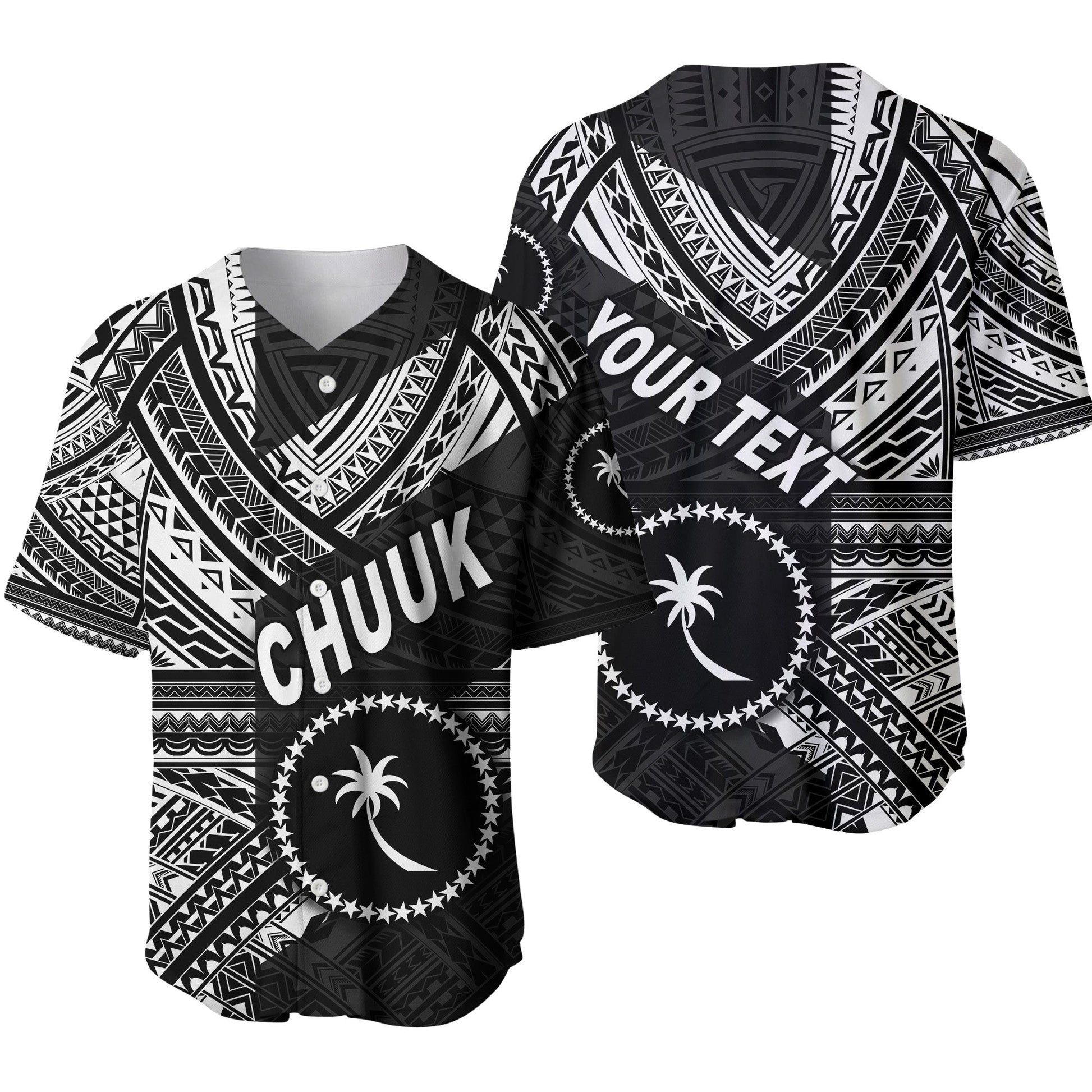 (Custom Personalised) FSM Chuuk Baseball Jersey Original Style Black