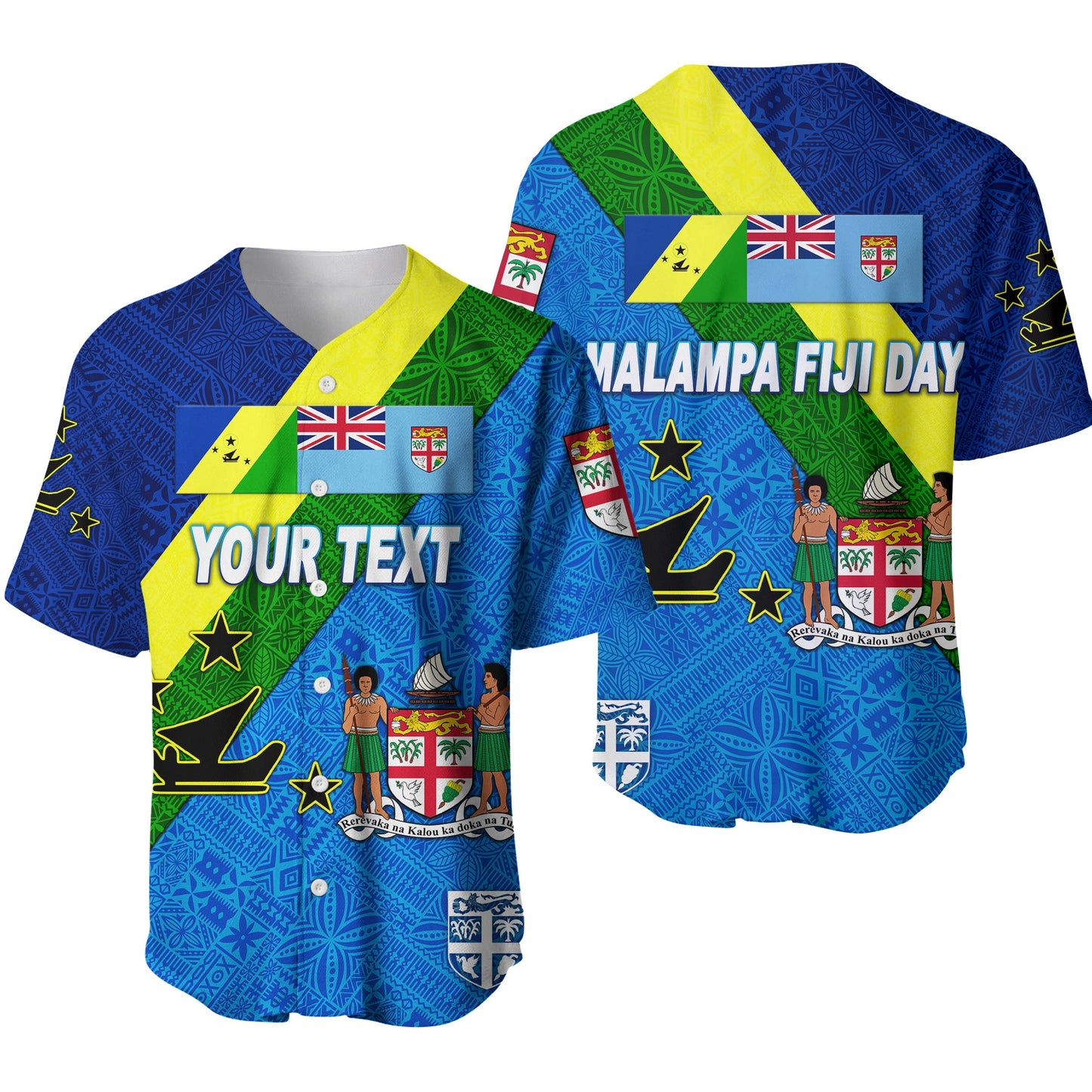(Custom Personalised) Vanuatu Malampa And Fiji Day Baseball Jersey October 10