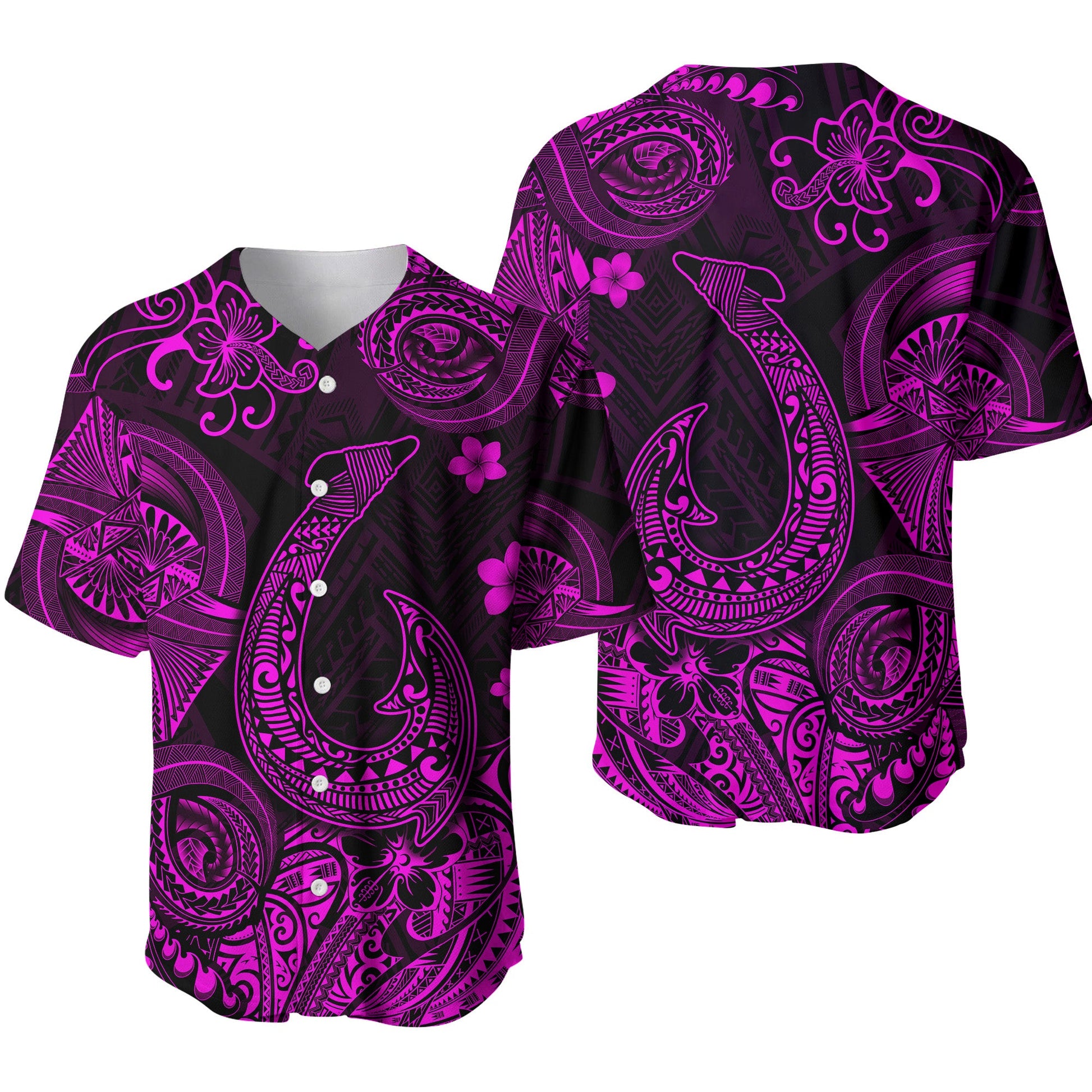 Hawaii Fish Hook Polynesian Baseball Jersey Unique Style Pink