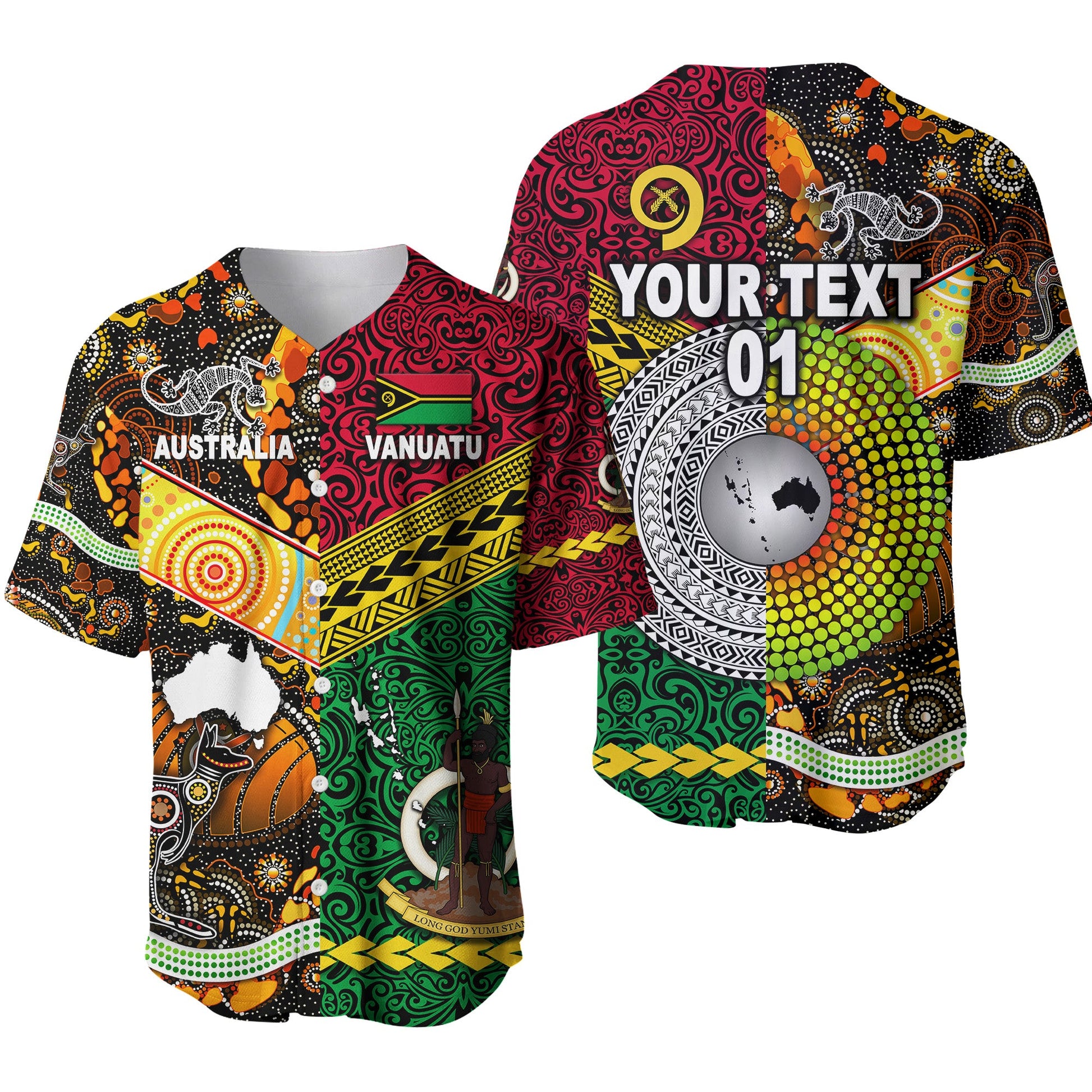(Custom Personalised) Vanuatu And Australia Baseball Jersey Together