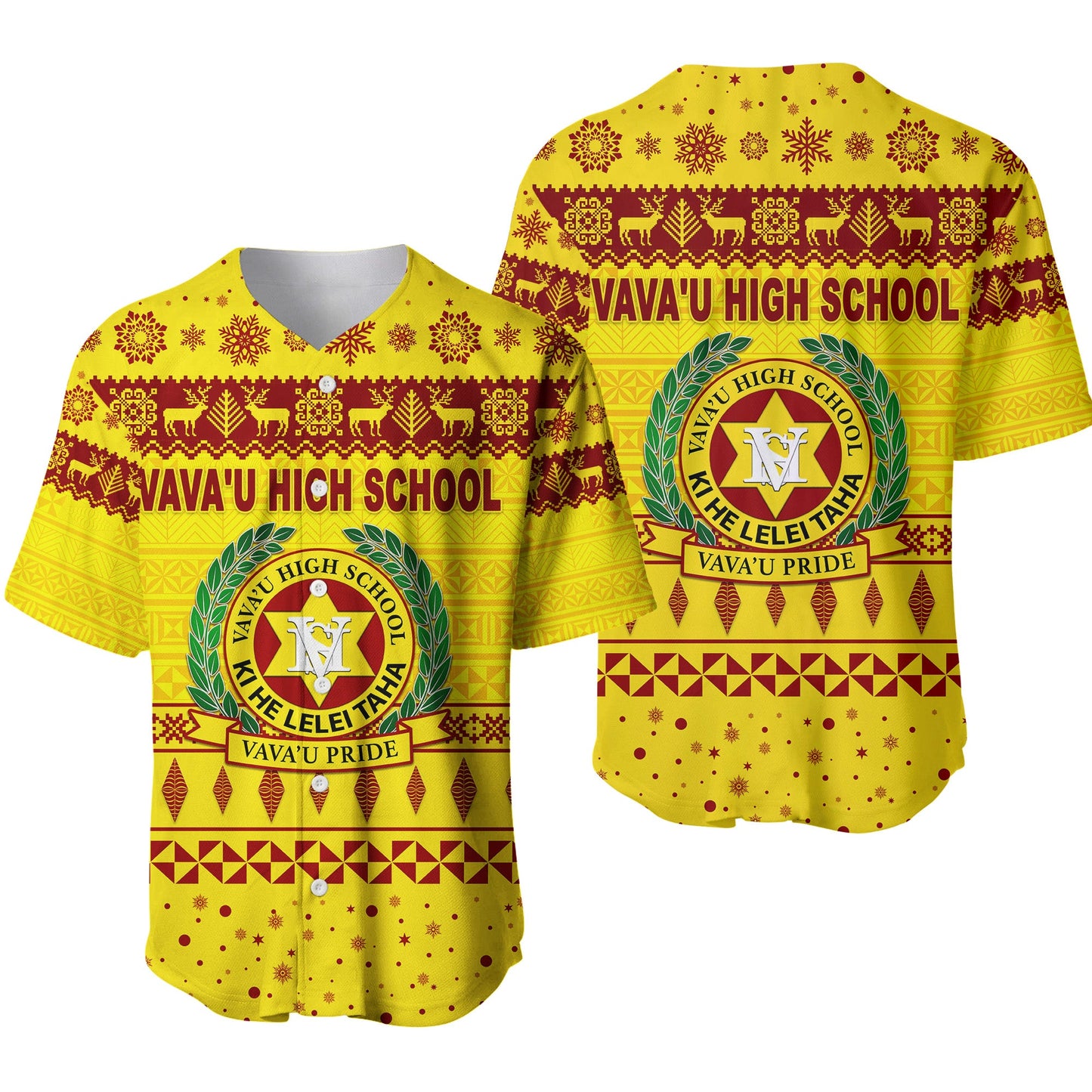 Vava'u High School Christmas Baseball Jersey Simple Style Gold