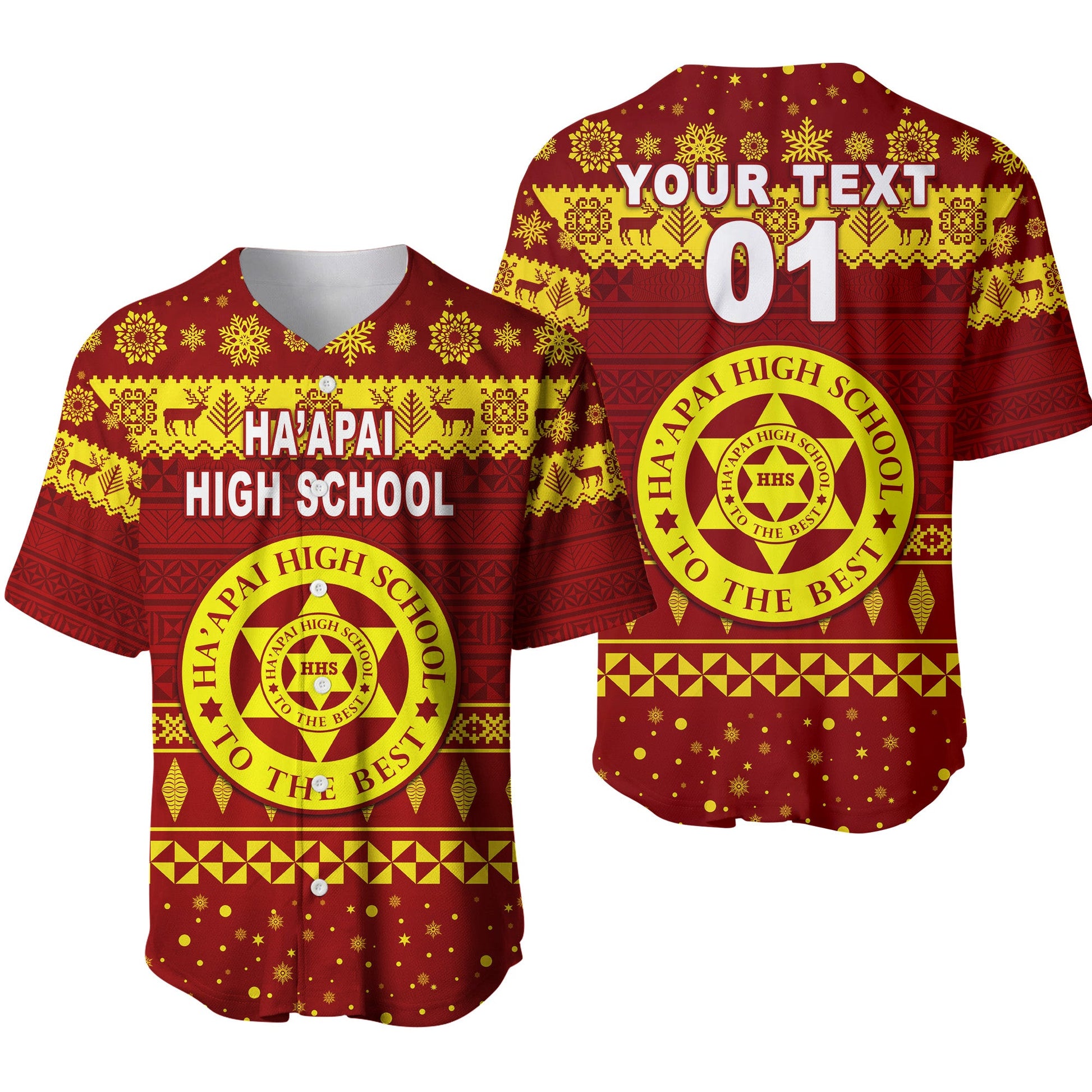(Custom Personalised) Ha'apai High School Christmas Baseball Jersey Simple Style