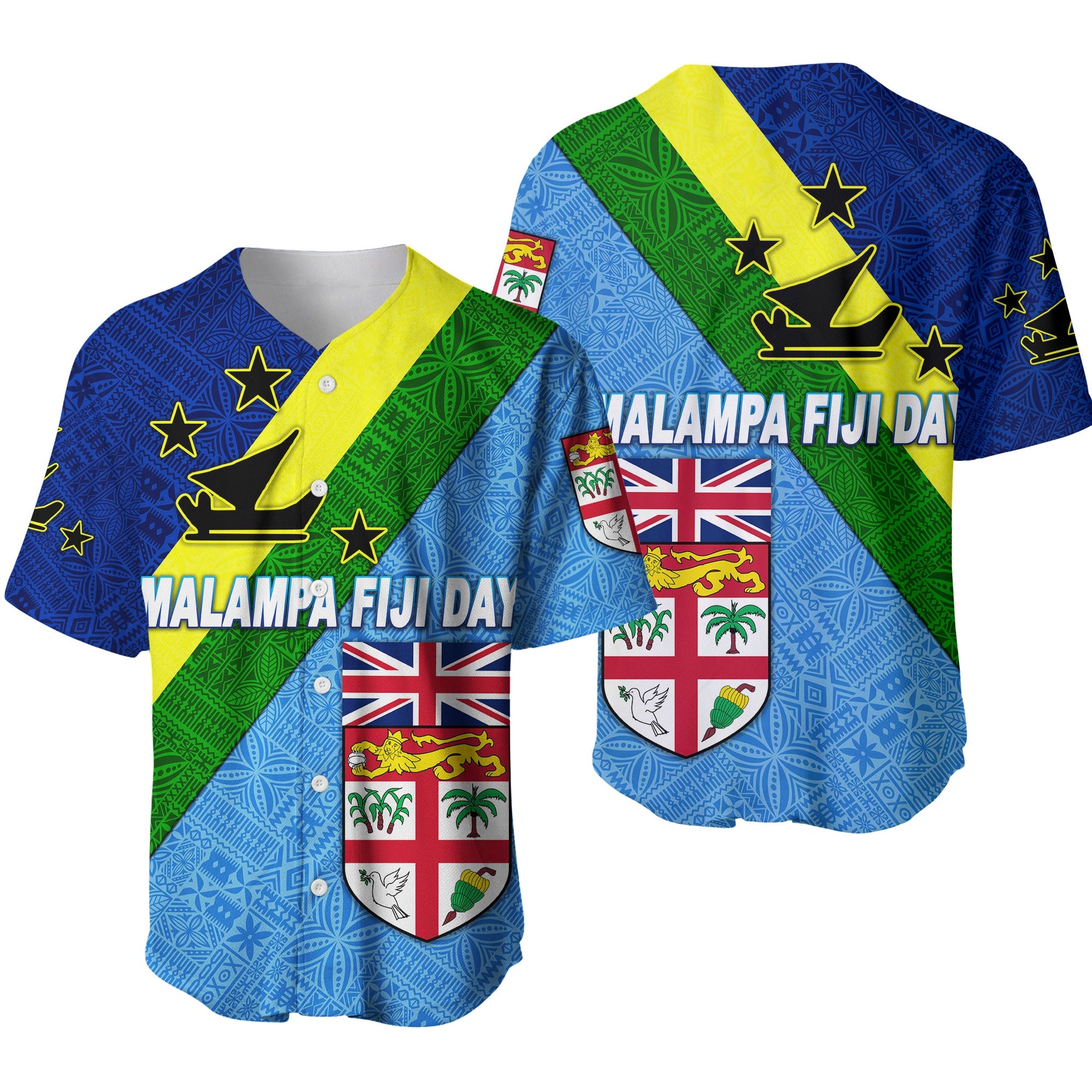 Vanuatu Malampa And Fiji Day Baseball Jersey Simple Style