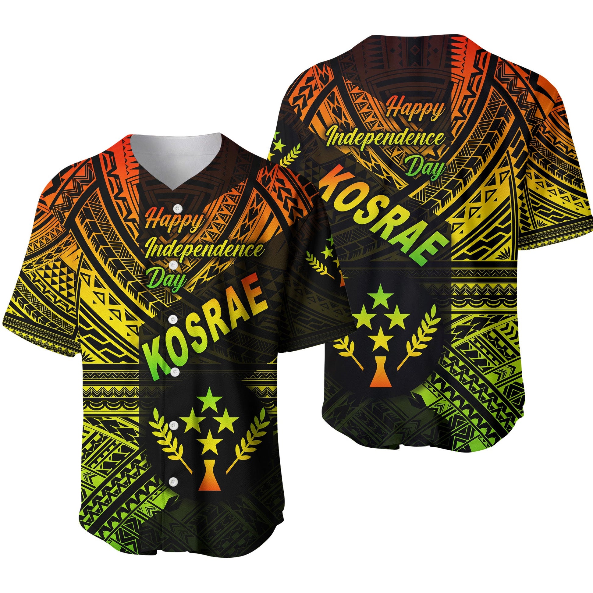 FSM Kosrae Baseball Jersey Happy Independence Day Original Vibes Reggae