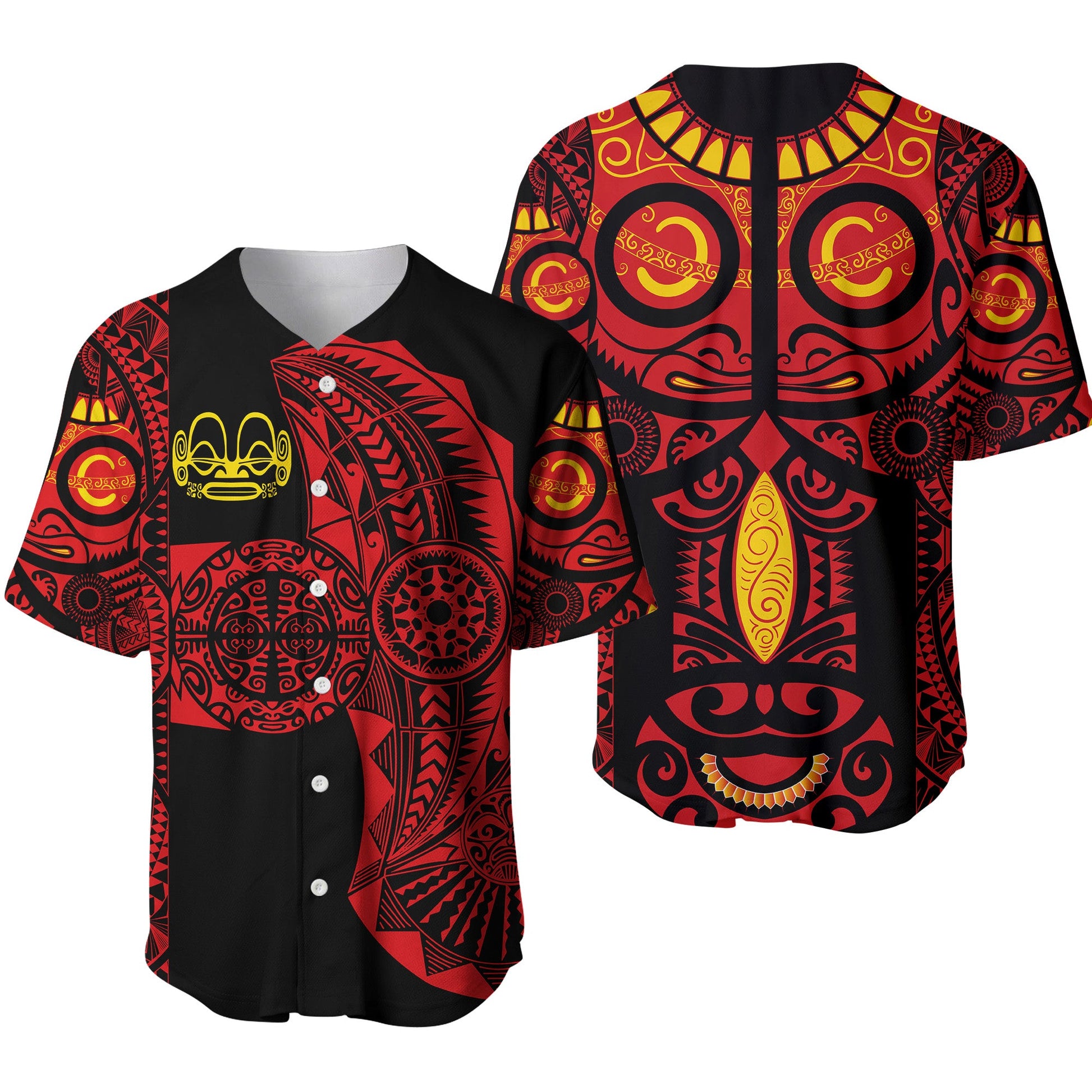 Marquesas Islands Baseball Jersey Marquesan Tattoo Original Style Red
