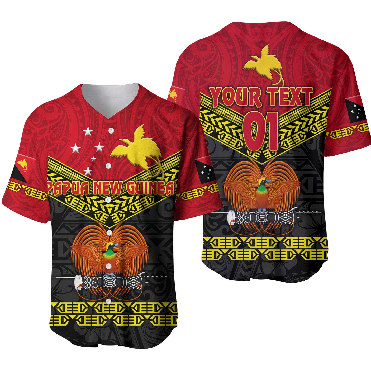 (Custom Personalised) Papua New Guinea Kumuls Baseball Jersey Simple Style Black Vibes