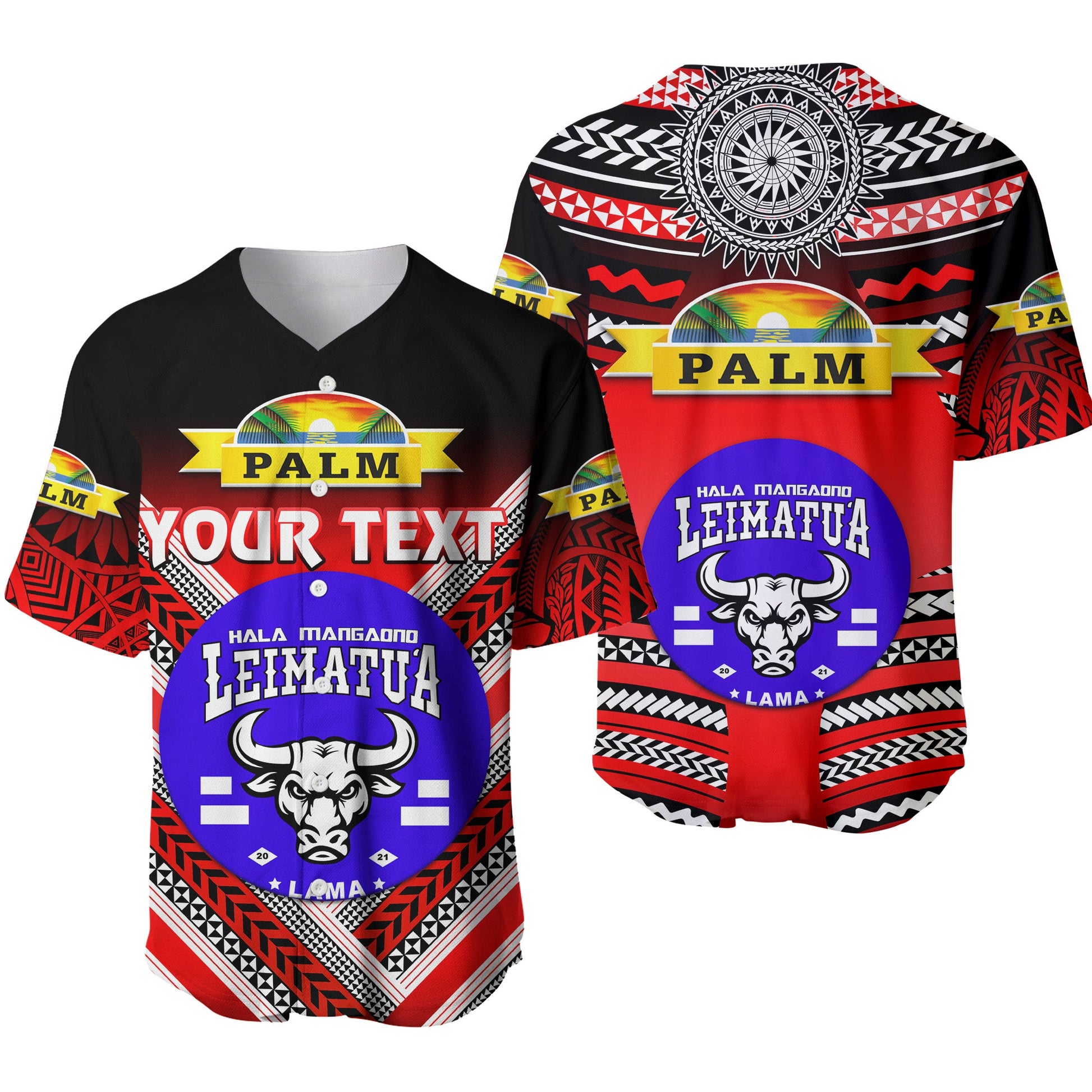 (Custom Personalised) Mate Ma'a Tonga Baseball Jersey Leimatu'a Bulls Creative Style Red NO.1