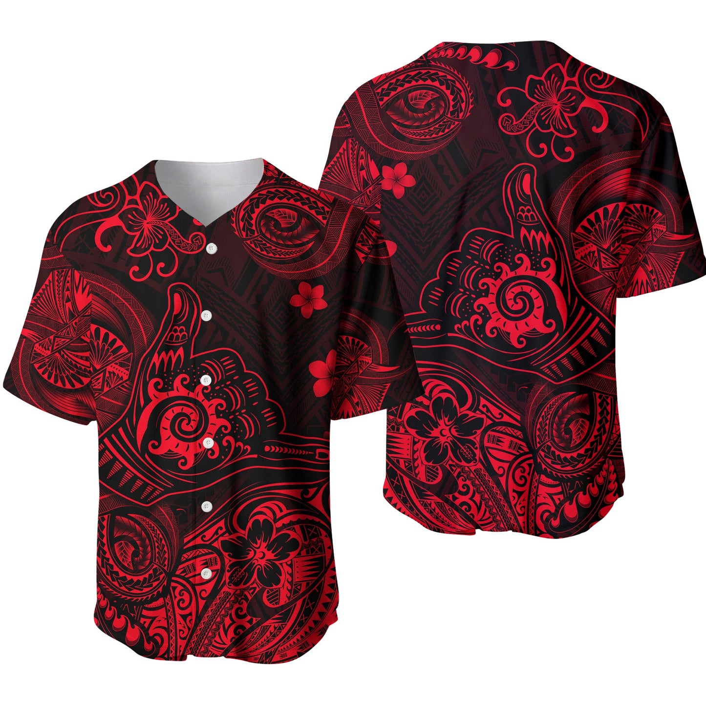 Hawaii Shaka Polynesian Baseball Jersey Unique Style Red
