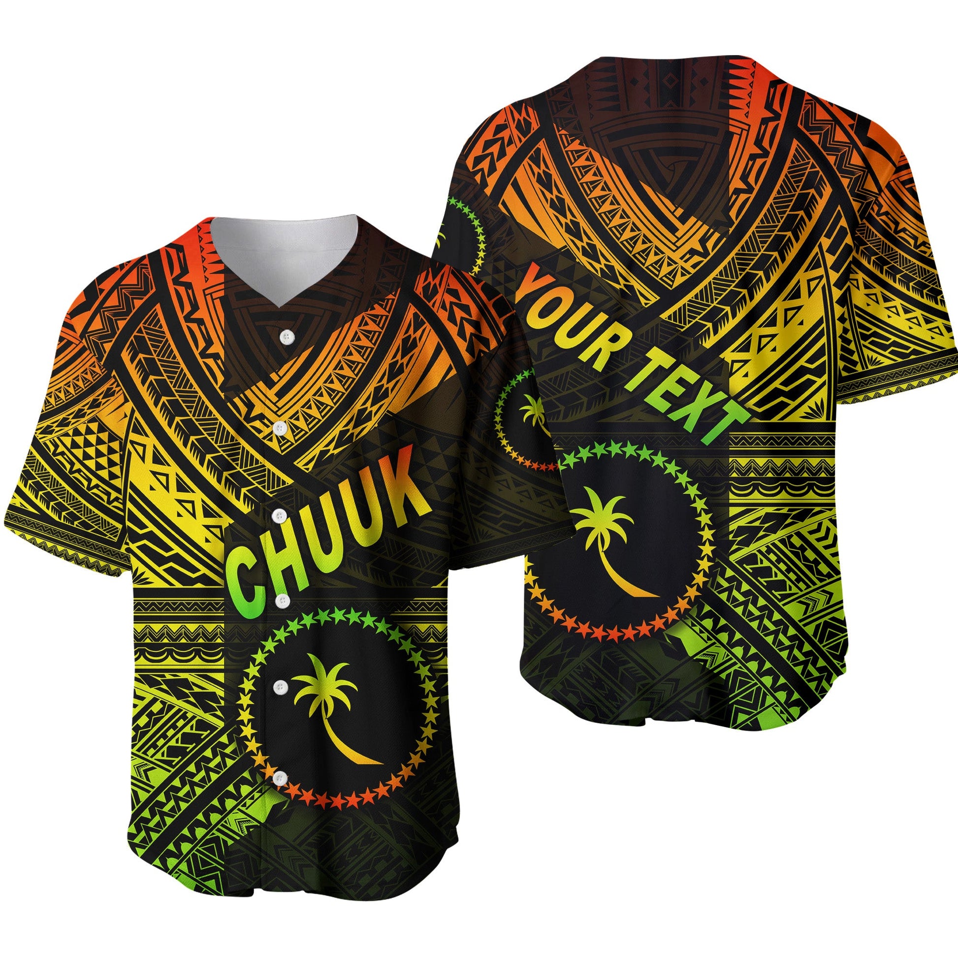 (Custom Personalised) FSM Chuuk Baseball Jersey Original Style Reggae