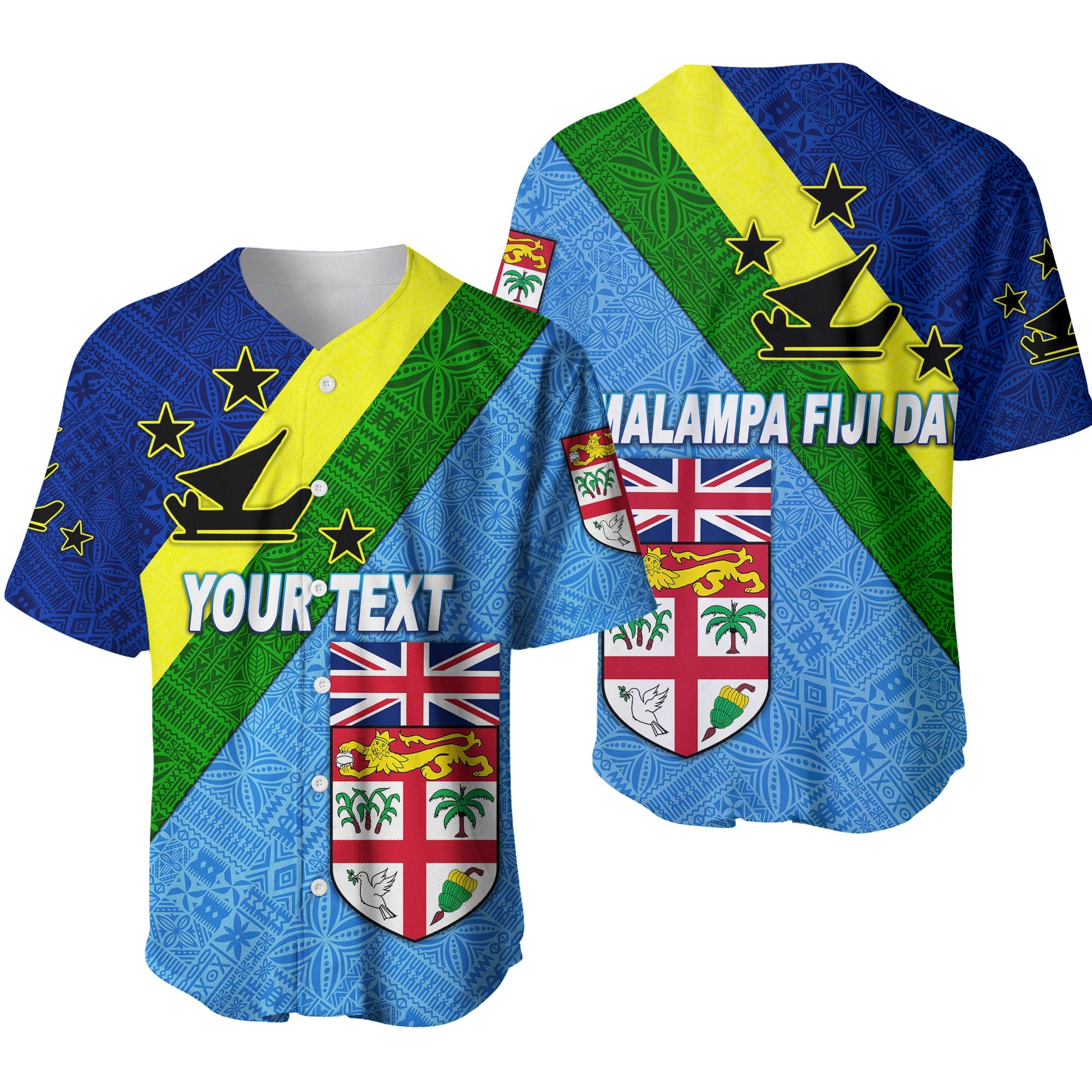 (Custom Personalised) Vanuatu Malampa And Fiji Day Baseball Jersey Simple Style