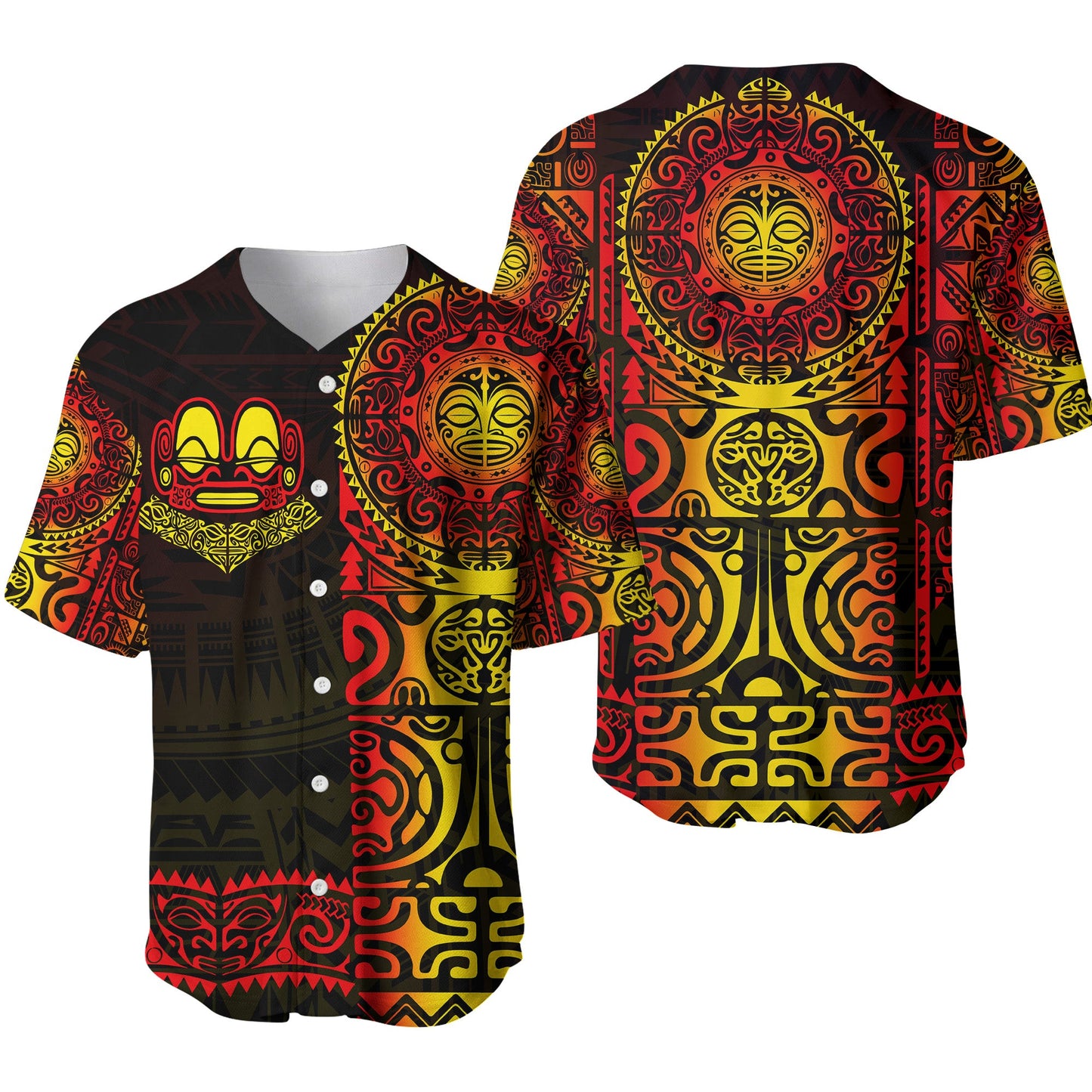 Marquesas Islands Baseball Jersey Marquesan Tattoo Unique Style Gradient Red