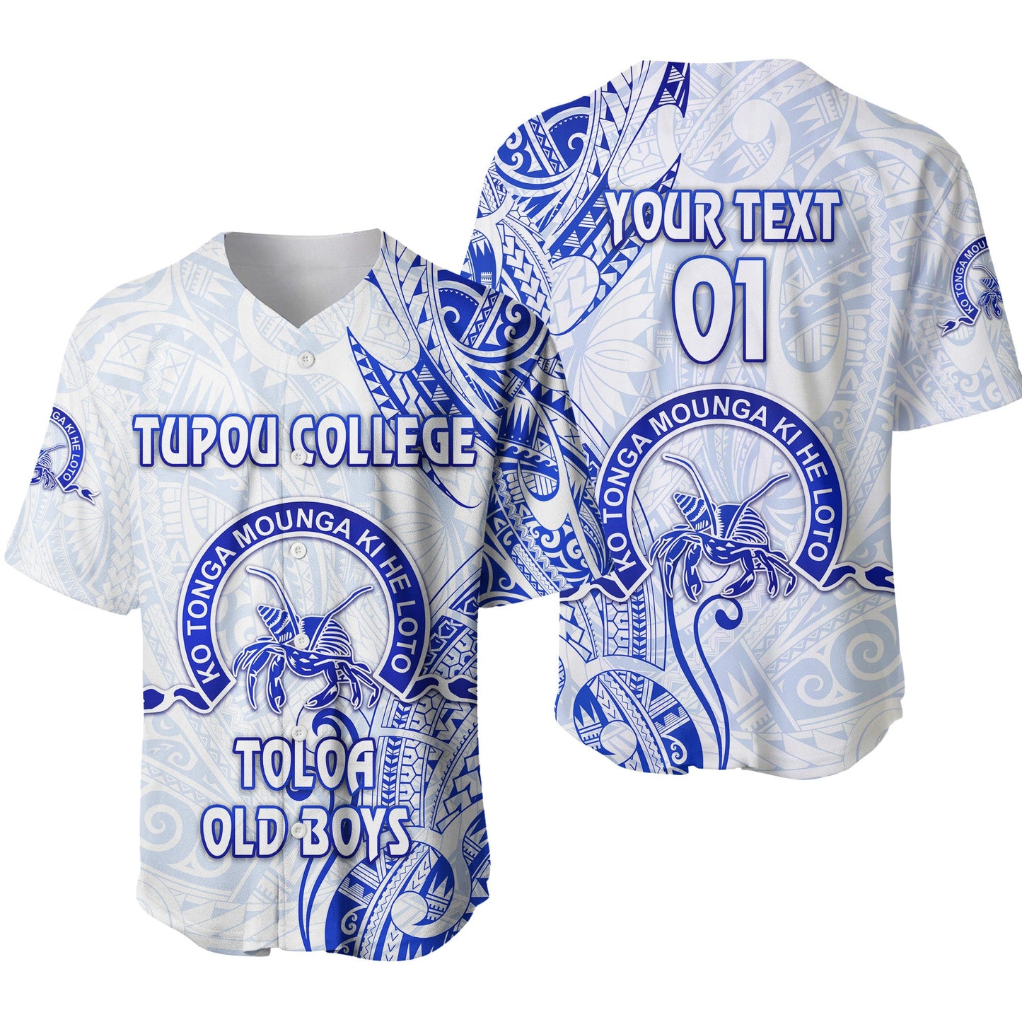(Custom Personalised) Tonga Tupou College Baseball Jersey Toloa Old Boys Simple Vibes White, Custom Text And Number