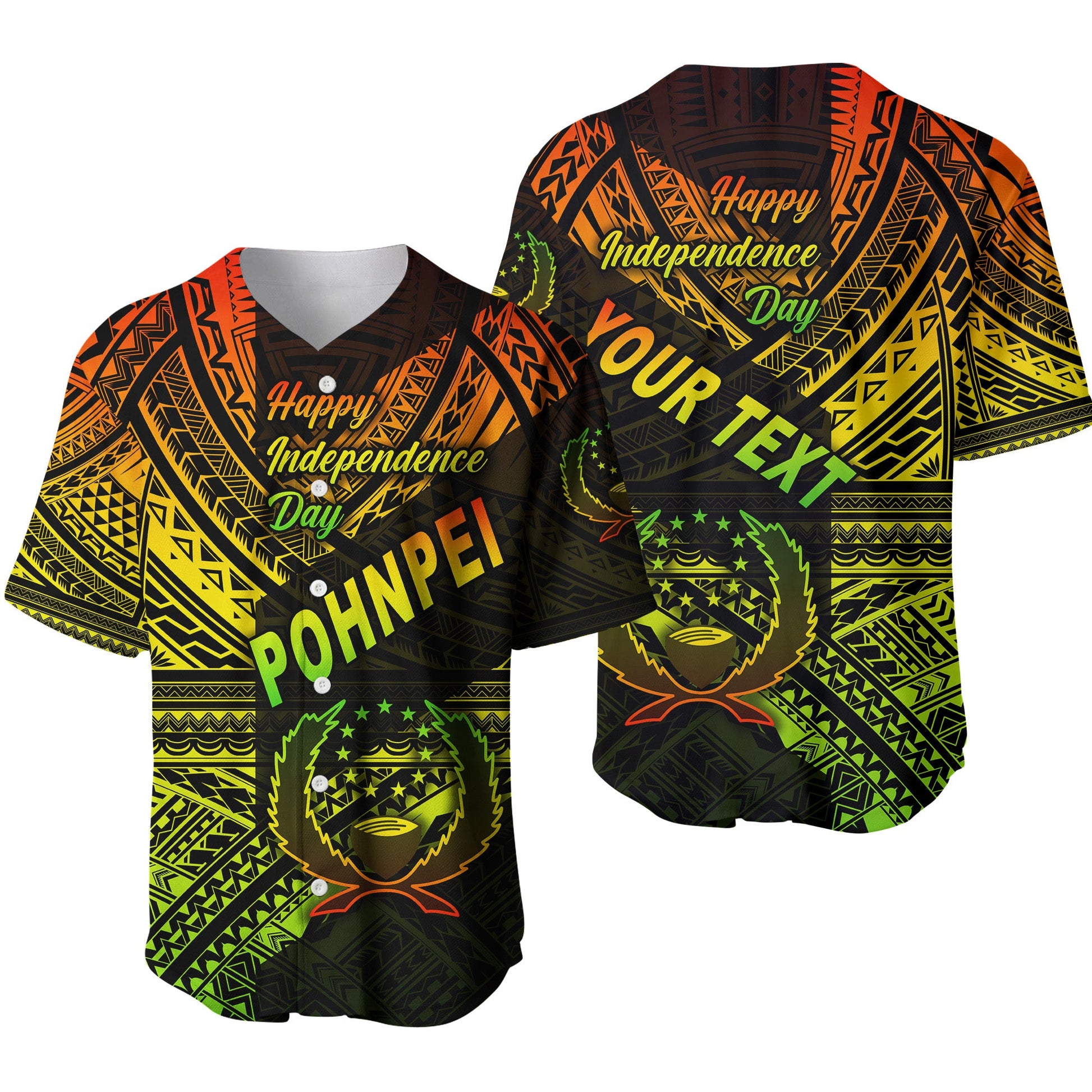 (Custom Personalised) FSM Pohnpei Baseball Jersey Happy Independence Day Original Vibes Reggae