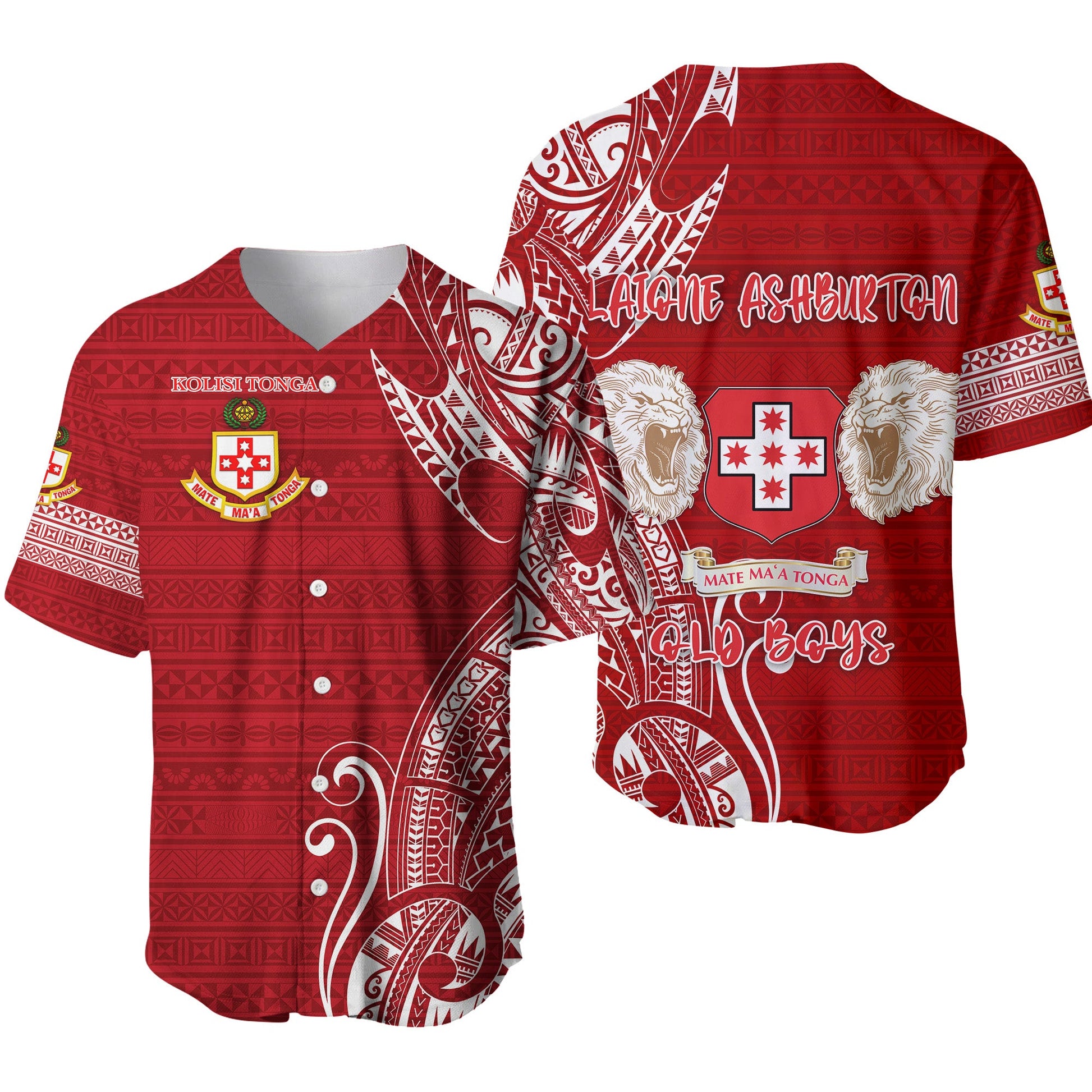 Kolisi Tonga Mate Ma'a Tonga Baseball Jersey Laione Ashburton Old Boys