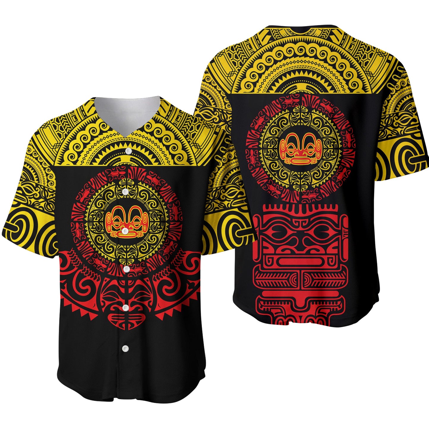 Marquesas Islands Baseball Jersey Marquesan Tattoo Simplified Version Yellow